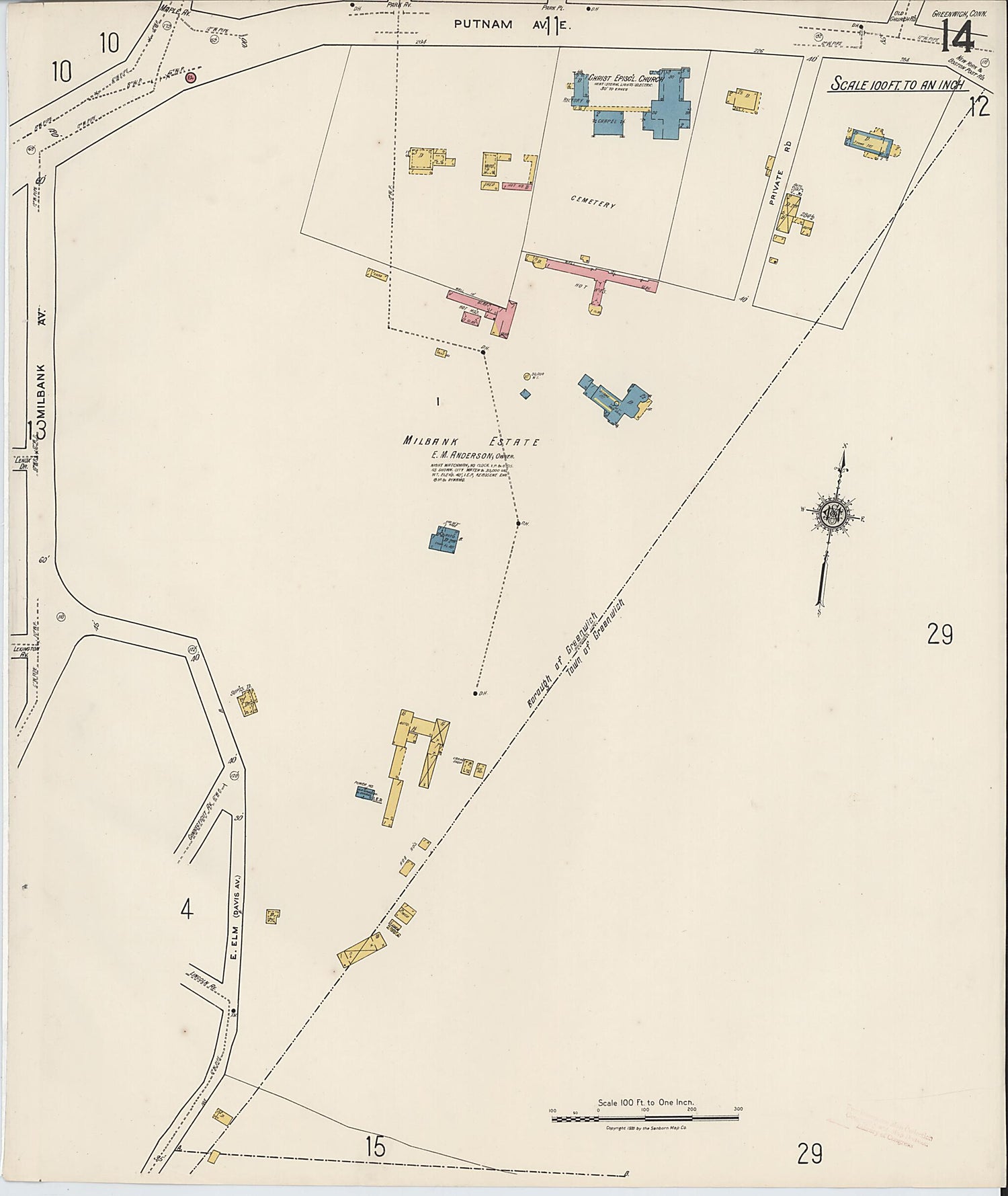 This old map of Greenwich, Fairfield County, Connecticut was created by Sanborn Map Company in 1920