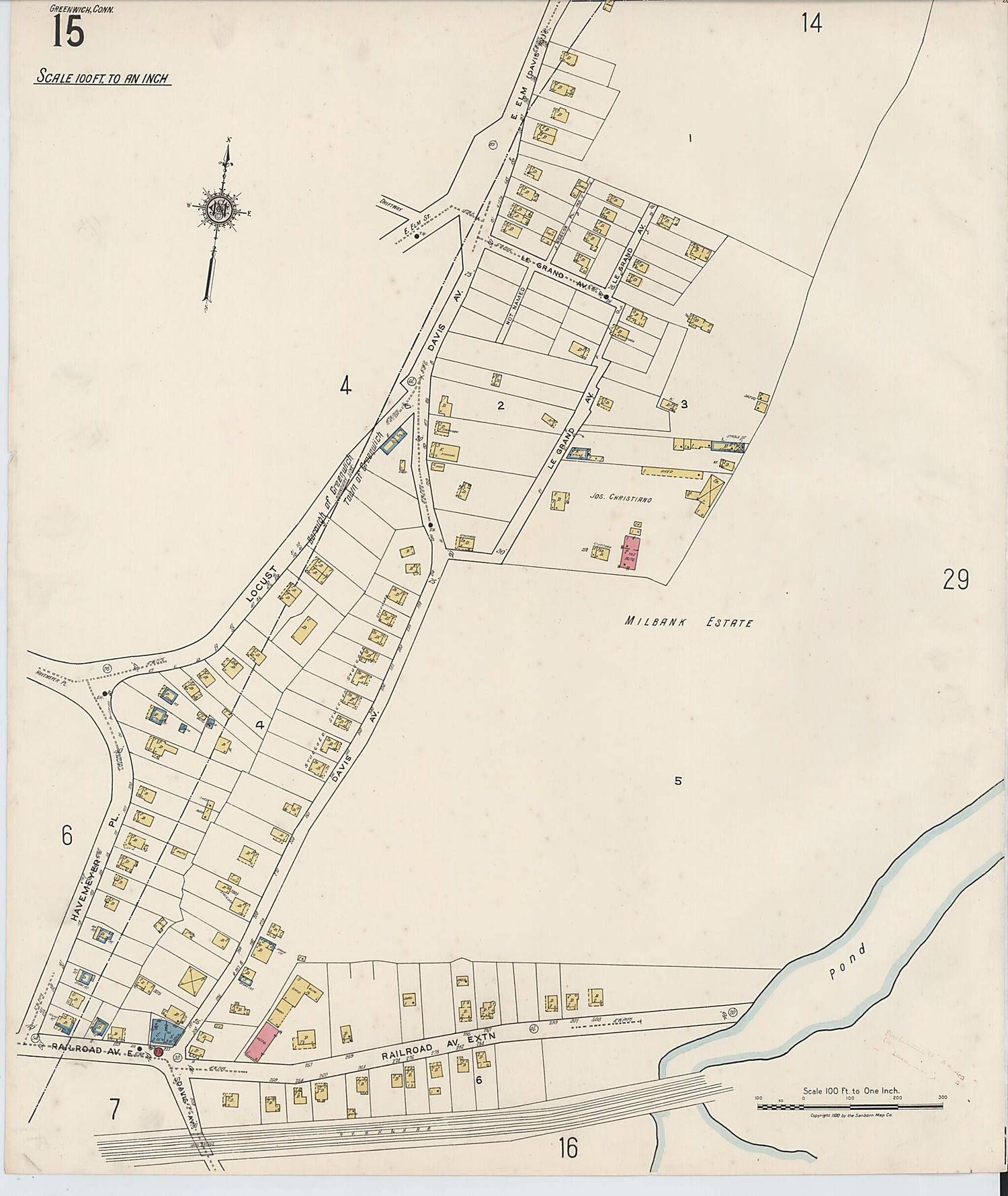 This old map of Greenwich, Fairfield County, Connecticut was created by Sanborn Map Company in 1920