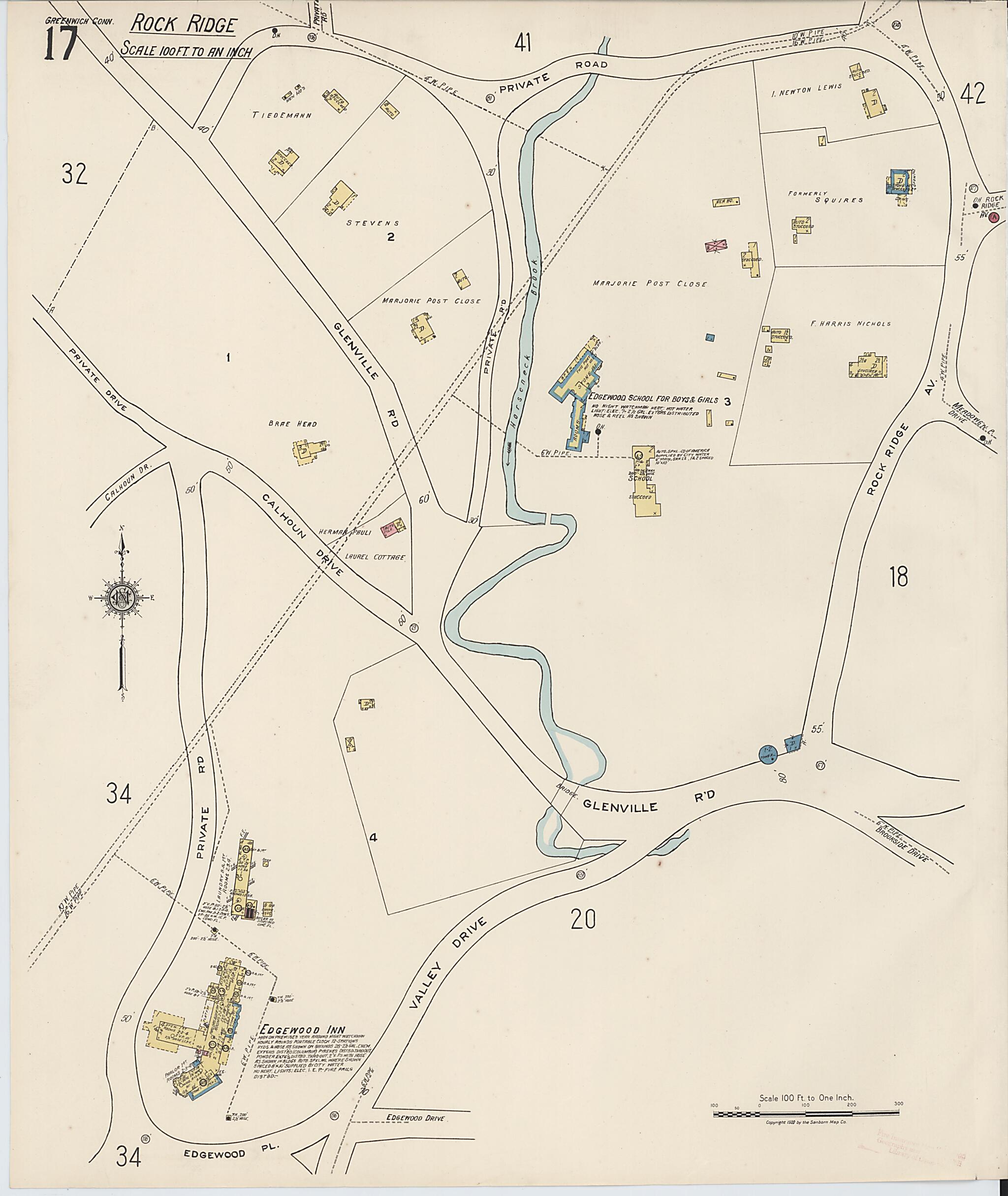 This old map of Greenwich, Fairfield County, Connecticut was created by Sanborn Map Company in 1920