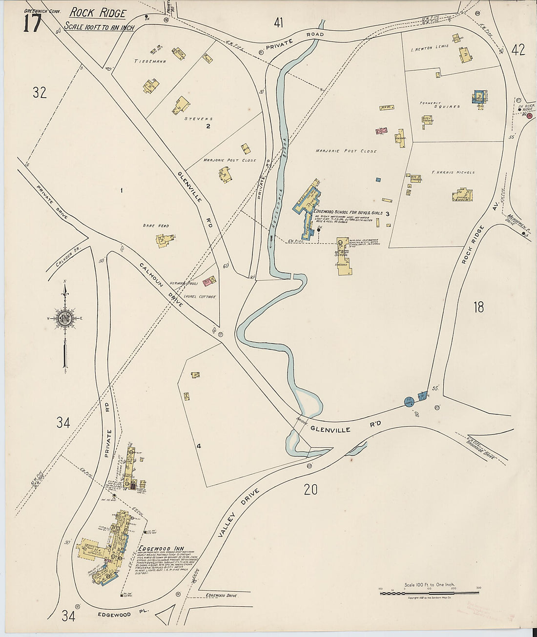 This old map of Greenwich, Fairfield County, Connecticut was created by Sanborn Map Company in 1920