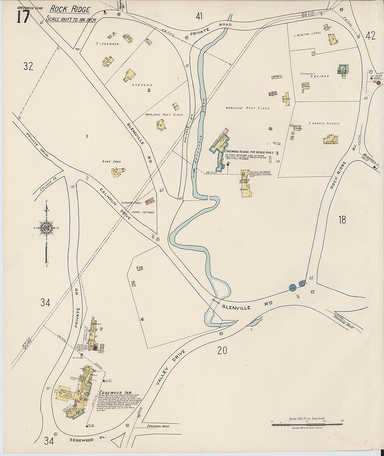 This old map of Greenwich, Fairfield County, Connecticut was created by Sanborn Map Company in 1920