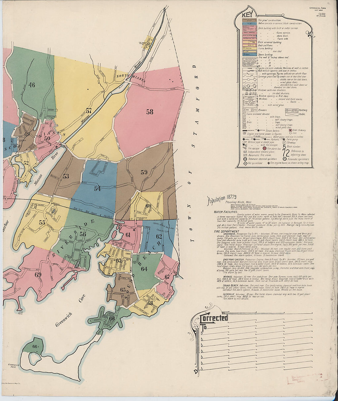 This old map of Greenwich, Fairfield County, Connecticut was created by Sanborn Map Company in 1920