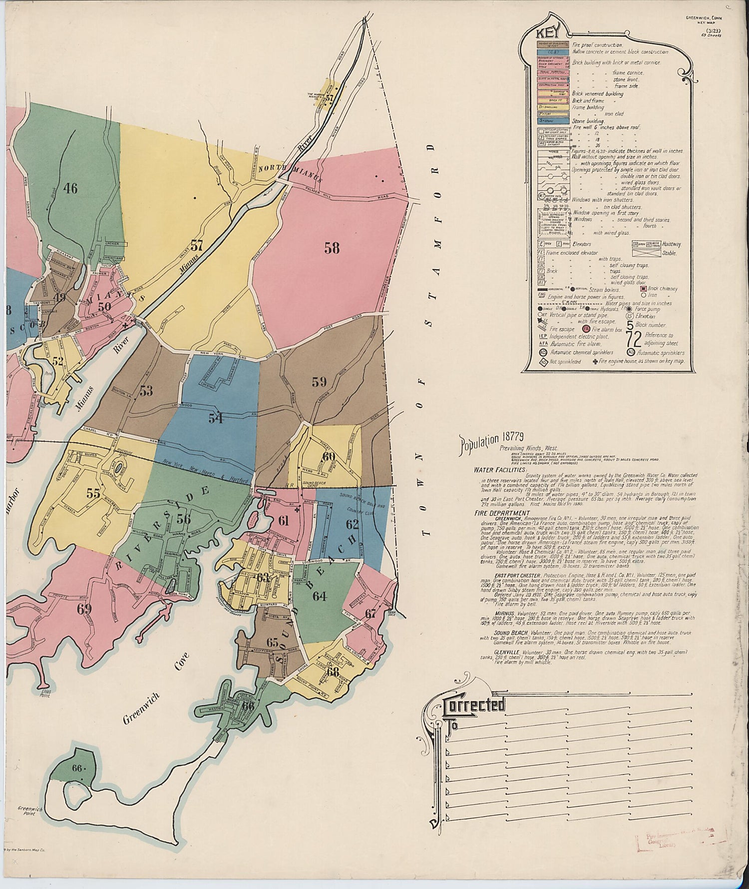 This old map of Greenwich, Fairfield County, Connecticut was created by Sanborn Map Company in 1920