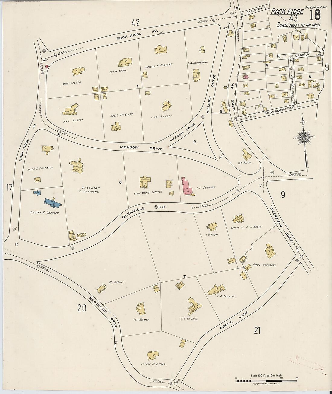 This old map of Greenwich, Fairfield County, Connecticut was created by Sanborn Map Company in 1920
