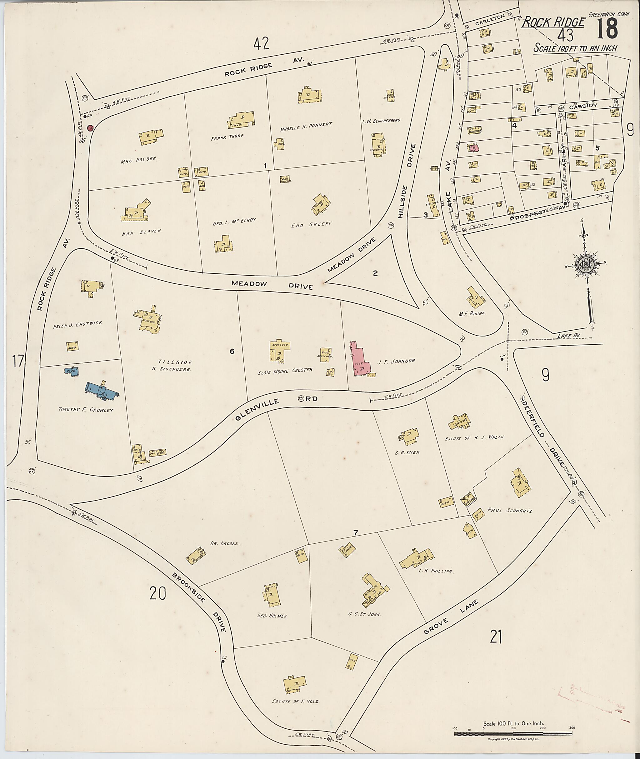 This old map of Greenwich, Fairfield County, Connecticut was created by Sanborn Map Company in 1920