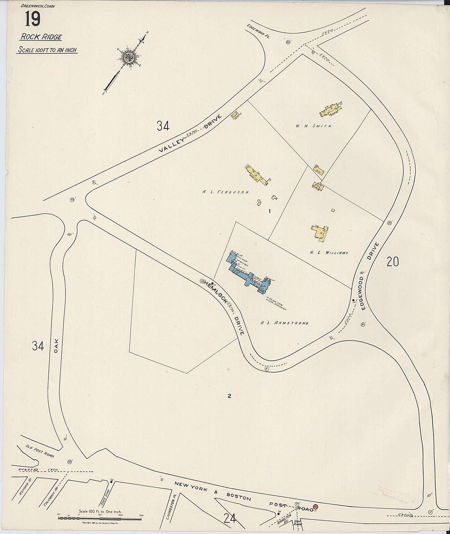 This old map of Greenwich, Fairfield County, Connecticut was created by Sanborn Map Company in 1920