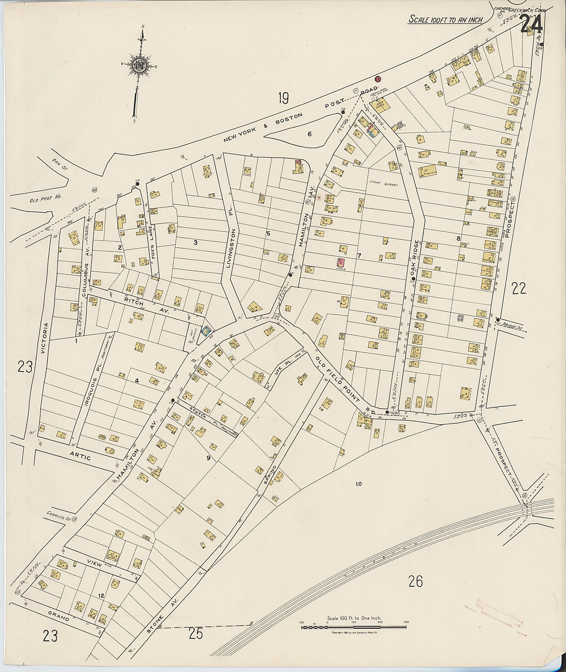 This old map of Greenwich, Fairfield County, Connecticut was created by Sanborn Map Company in 1920