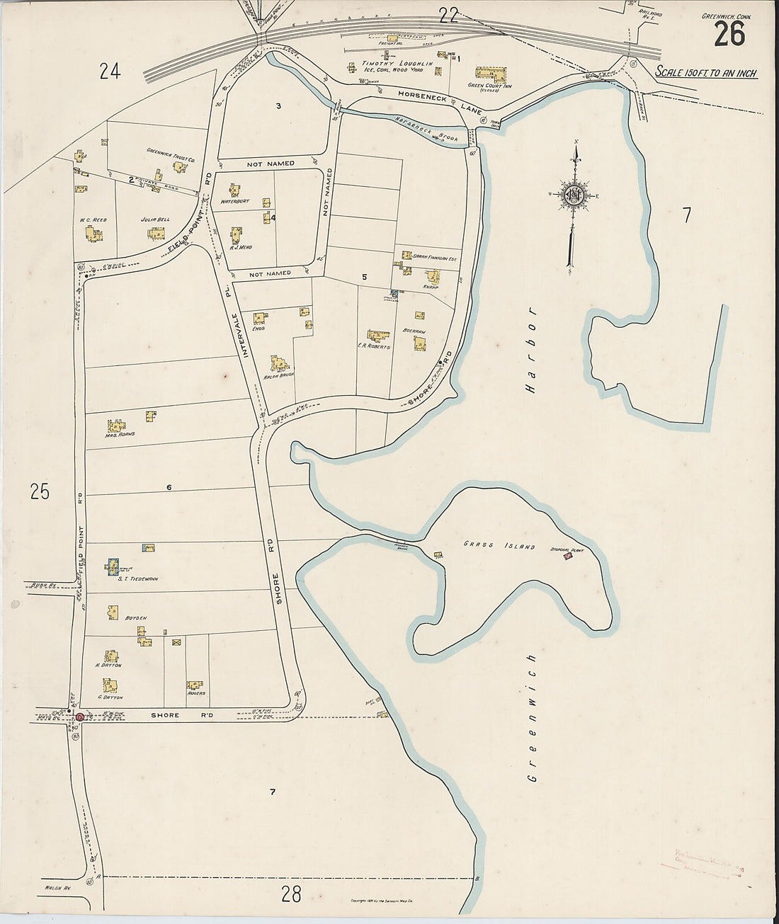 This old map of Greenwich, Fairfield County, Connecticut was created by Sanborn Map Company in 1920