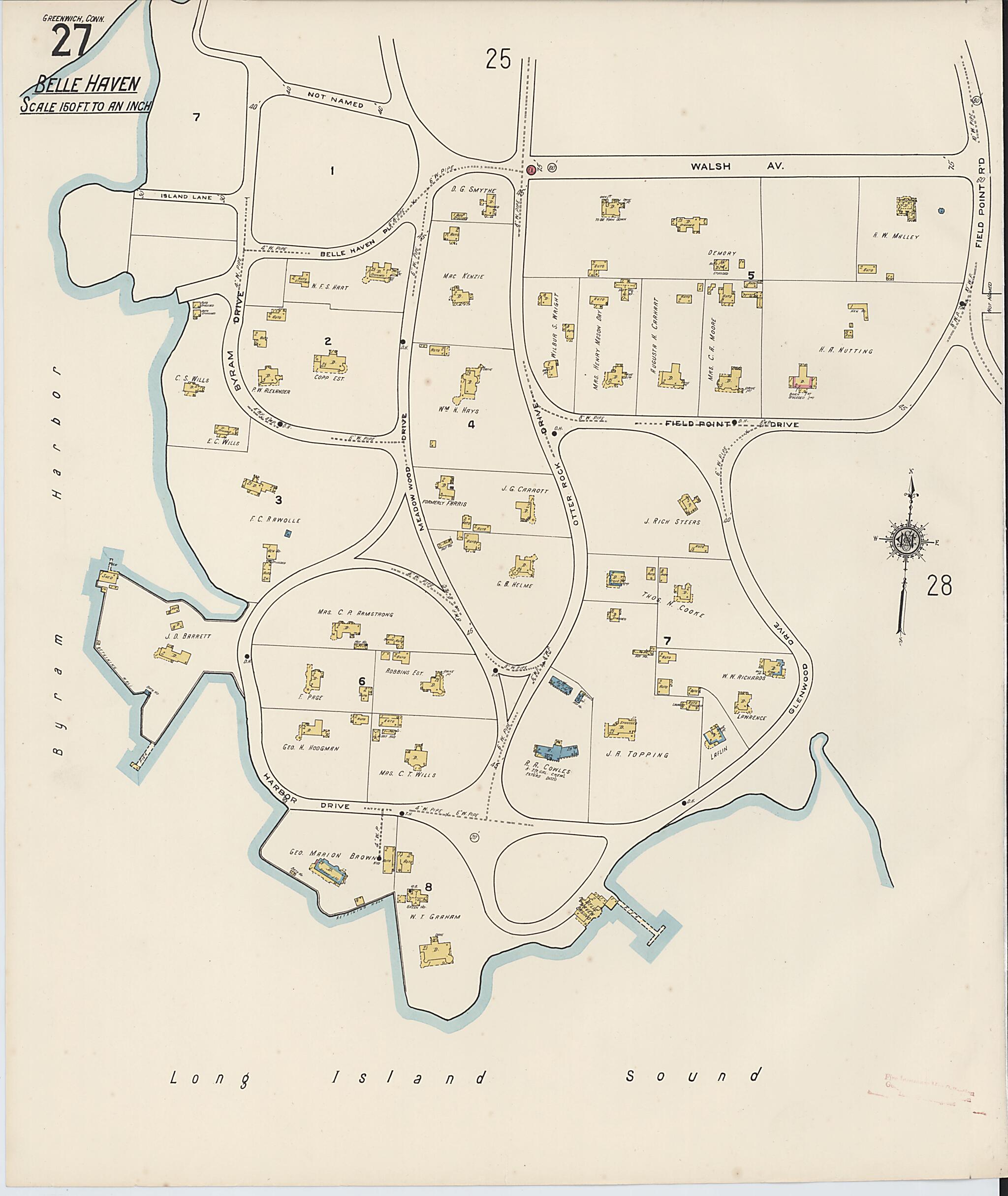 This old map of Greenwich, Fairfield County, Connecticut was created by Sanborn Map Company in 1920