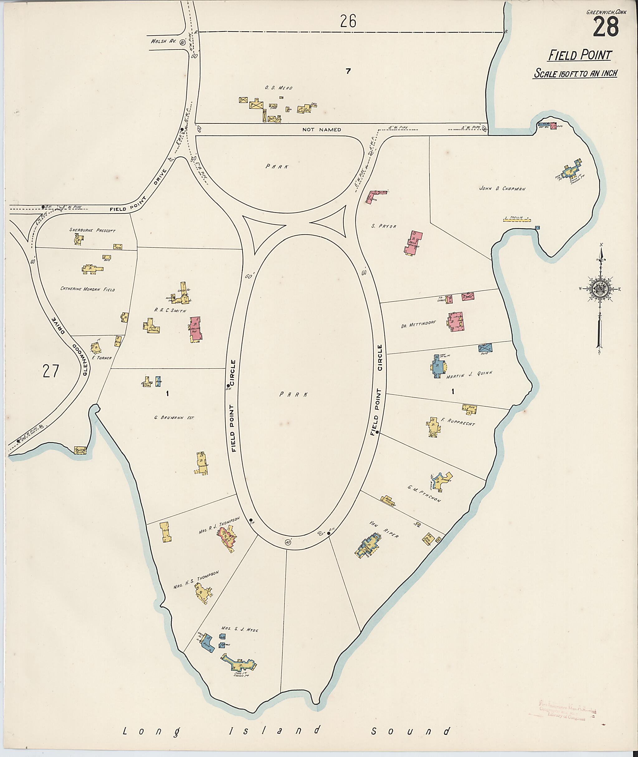 This old map of Greenwich, Fairfield County, Connecticut was created by Sanborn Map Company in 1920