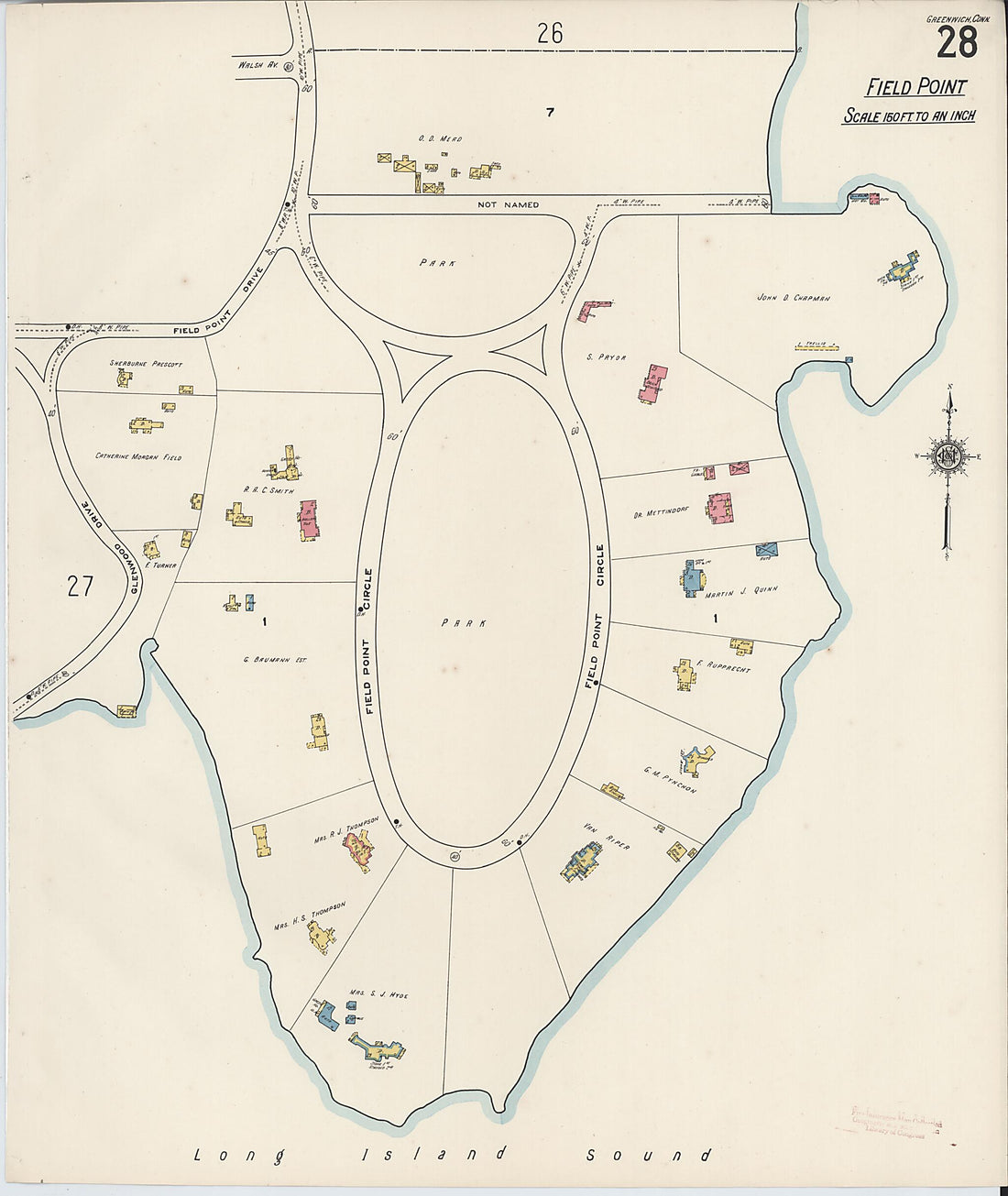 This old map of Greenwich, Fairfield County, Connecticut was created by Sanborn Map Company in 1920