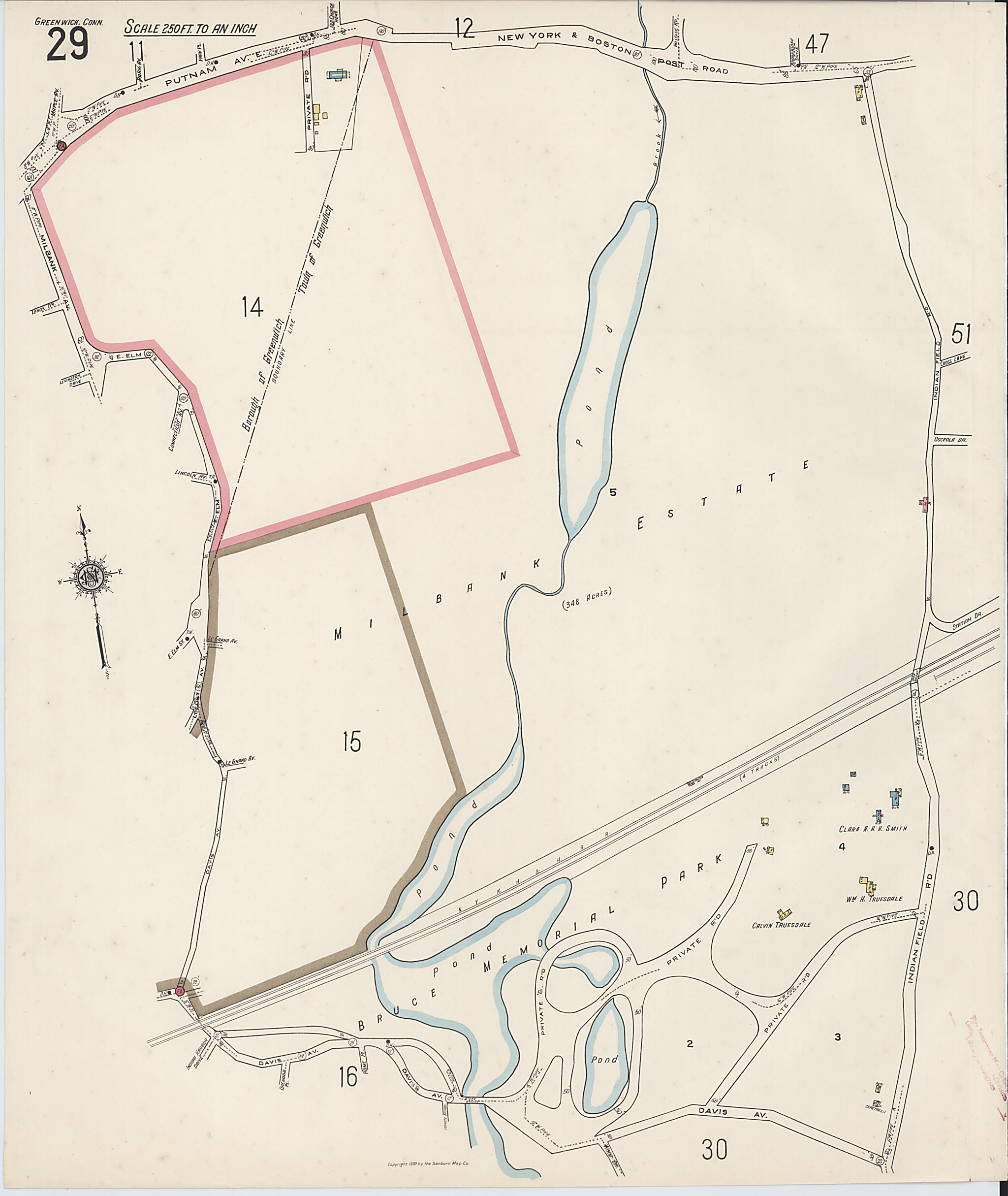 This old map of Greenwich, Fairfield County, Connecticut was created by Sanborn Map Company in 1920