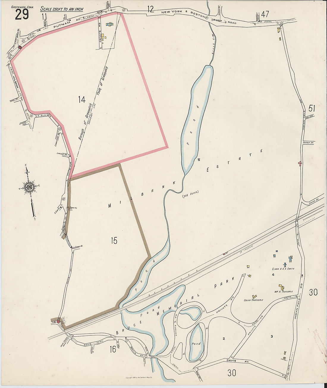 This old map of Greenwich, Fairfield County, Connecticut was created by Sanborn Map Company in 1920