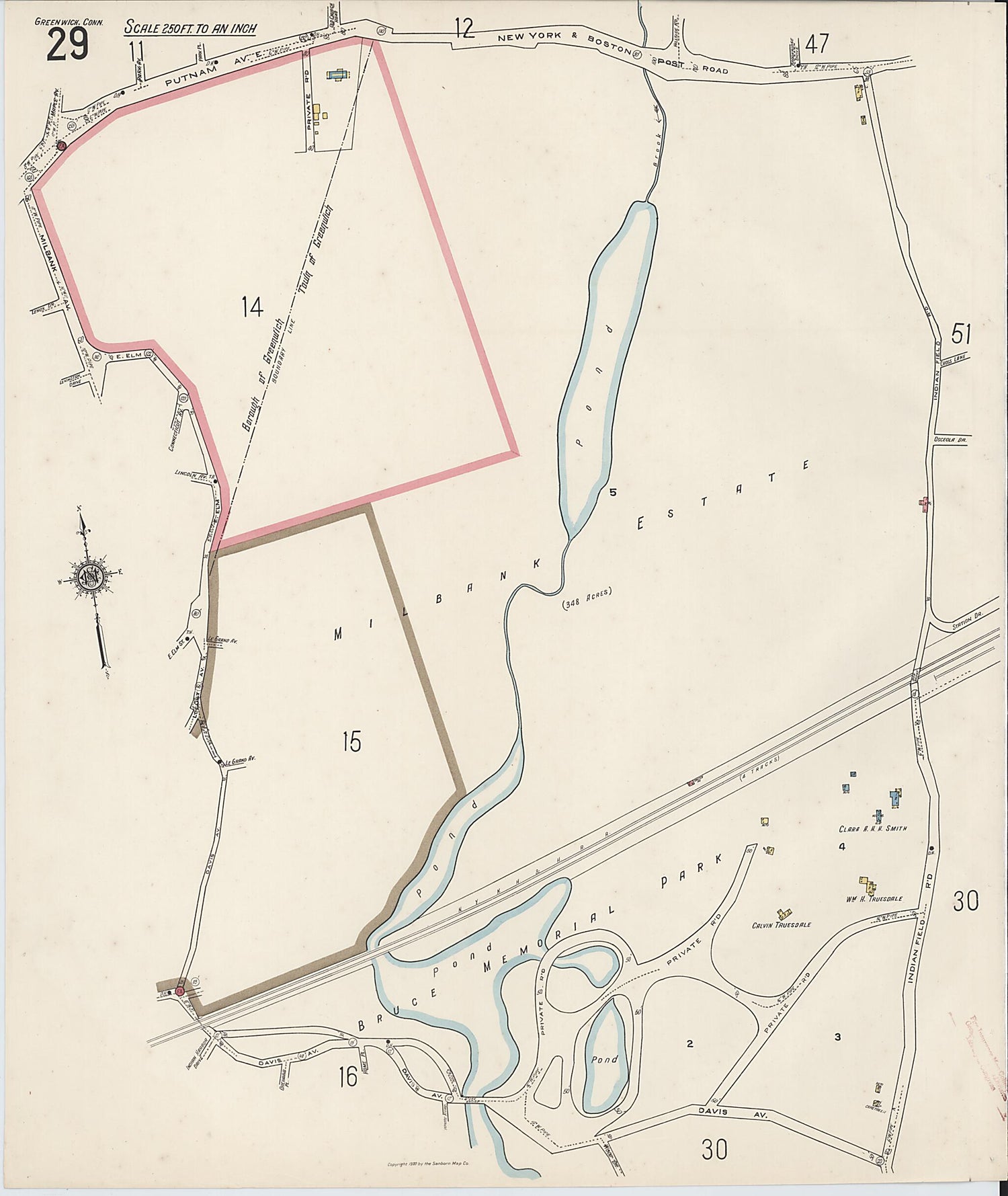 This old map of Greenwich, Fairfield County, Connecticut was created by Sanborn Map Company in 1920