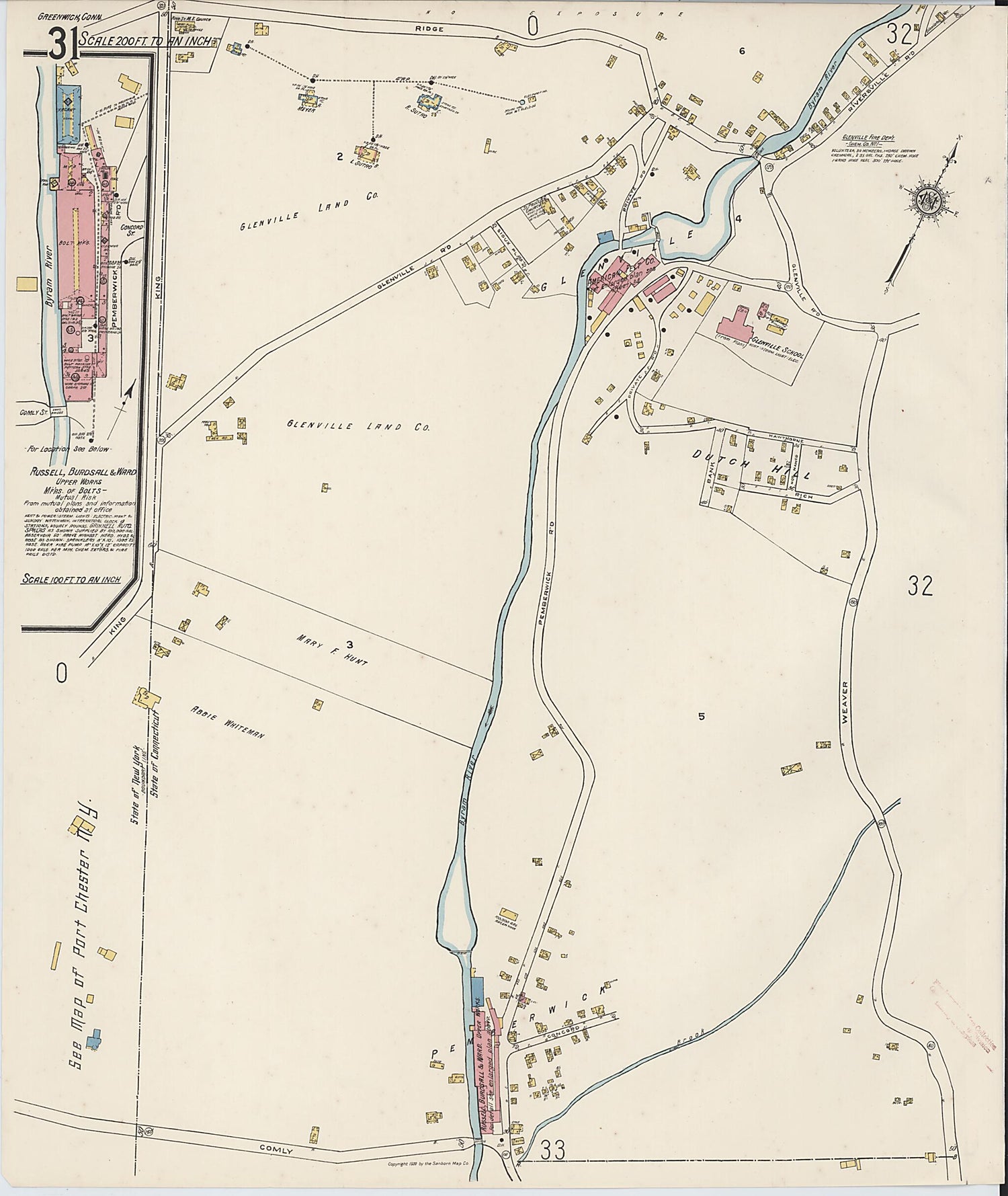 This old map of Greenwich, Fairfield County, Connecticut was created by Sanborn Map Company in 1920