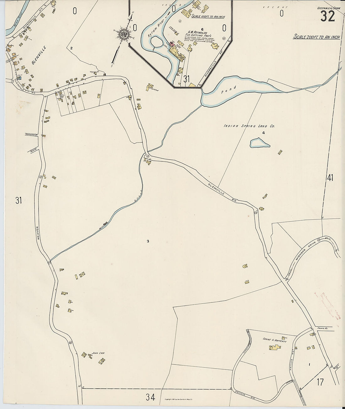 This old map of Greenwich, Fairfield County, Connecticut was created by Sanborn Map Company in 1920