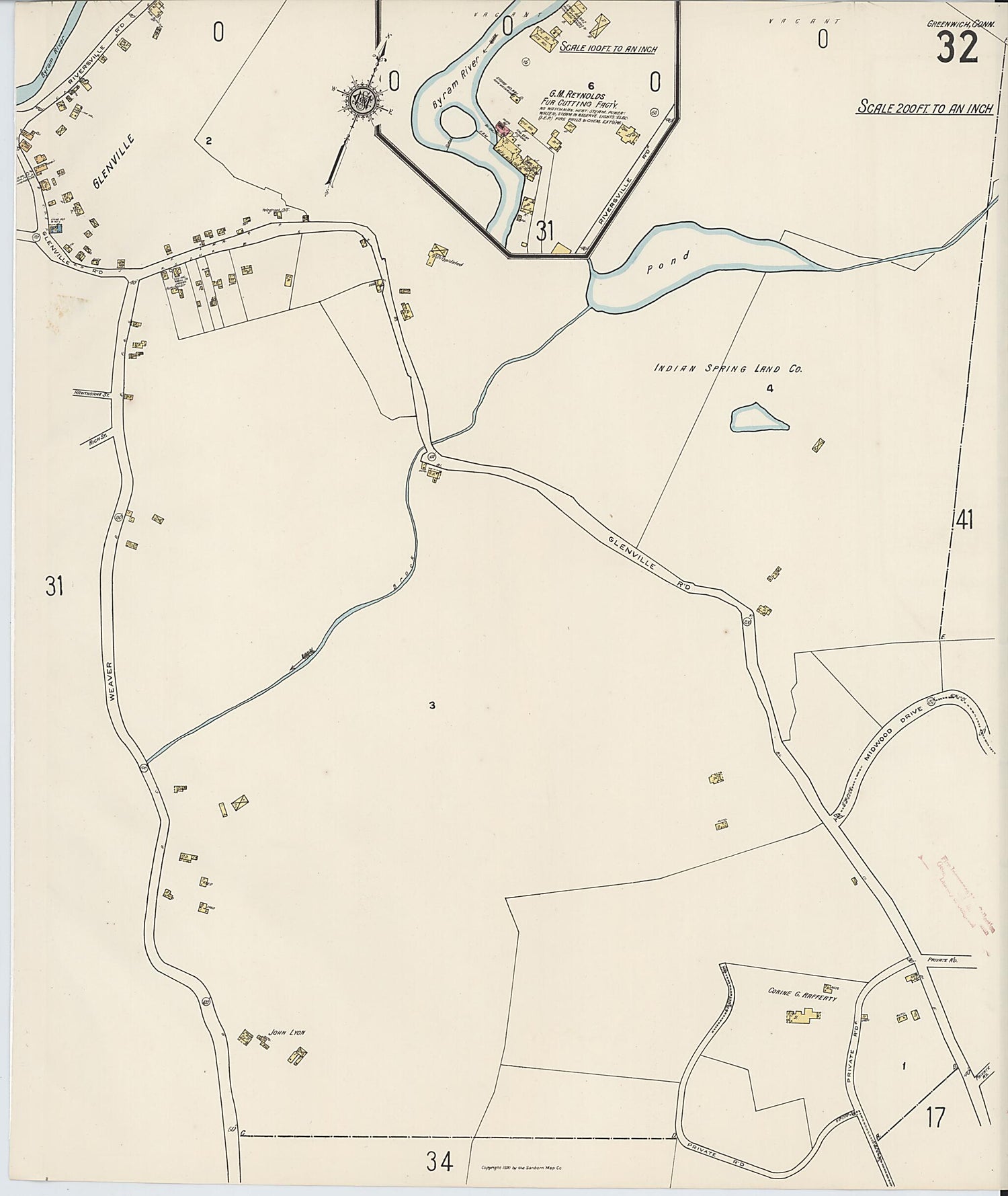 This old map of Greenwich, Fairfield County, Connecticut was created by Sanborn Map Company in 1920