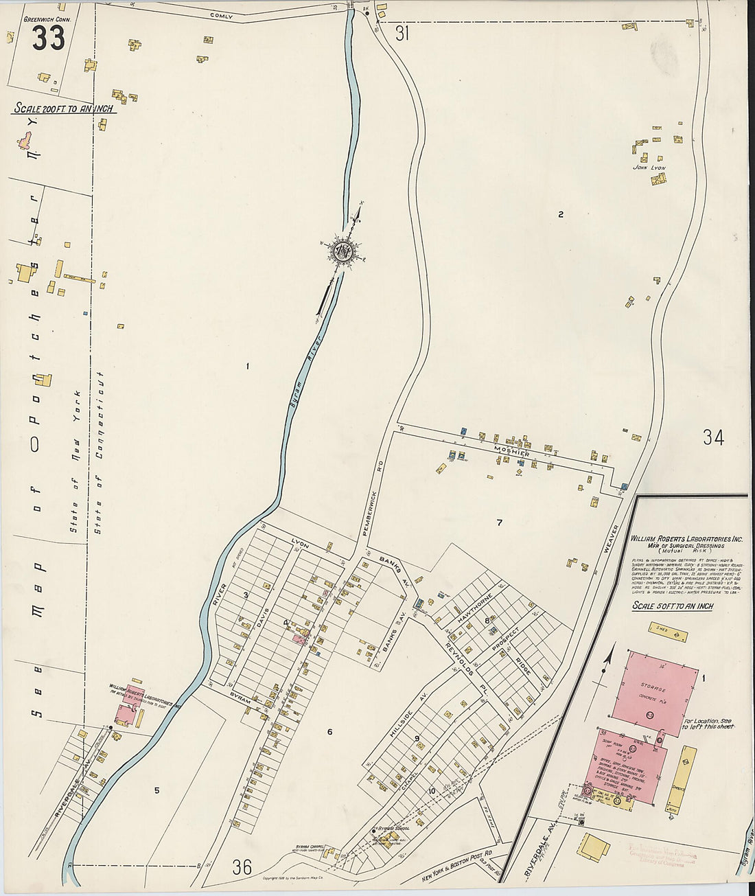 This old map of Greenwich, Fairfield County, Connecticut was created by Sanborn Map Company in 1920