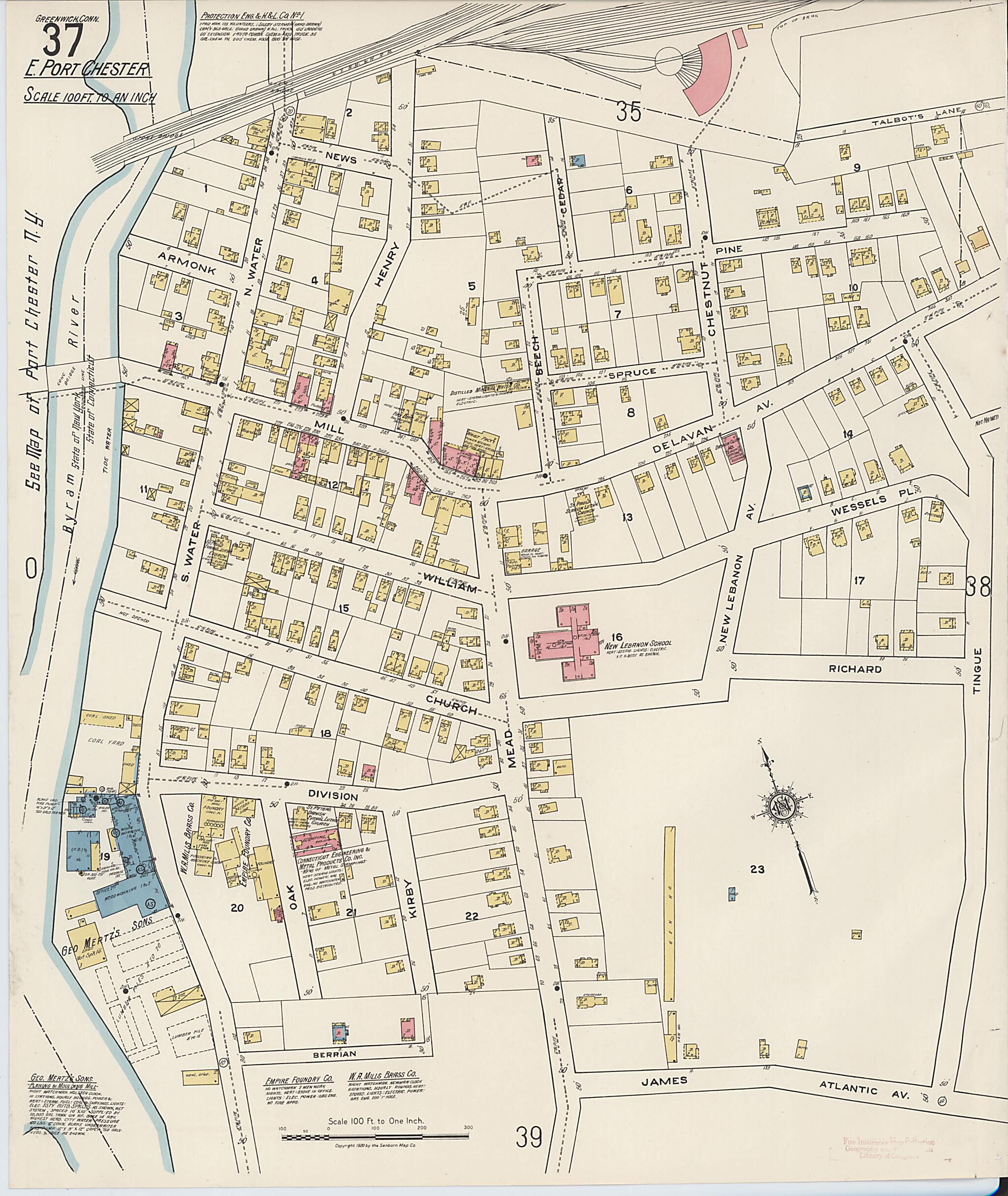 This old map of Greenwich, Fairfield County, Connecticut was created by Sanborn Map Company in 1920