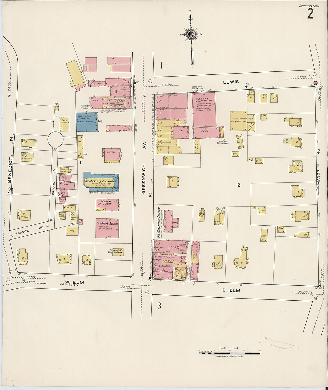 This old map of Greenwich, Fairfield County, Connecticut was created by Sanborn Map Company in 1920