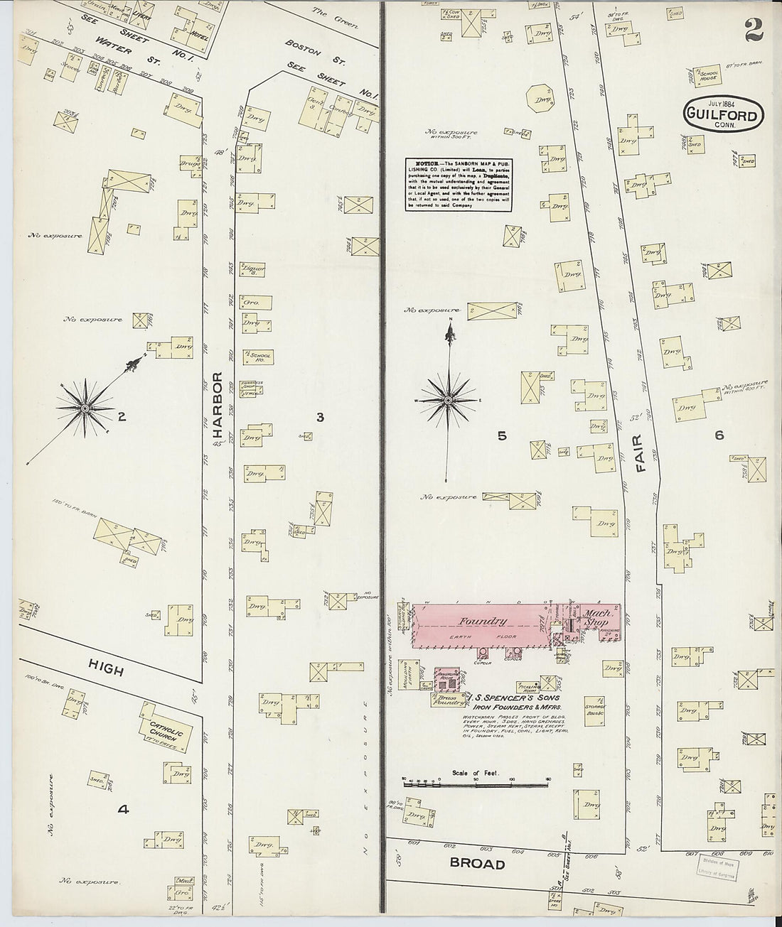 This old map of Guilford, New Haven County, Connecticut was created by Sanborn Map Company in 1884