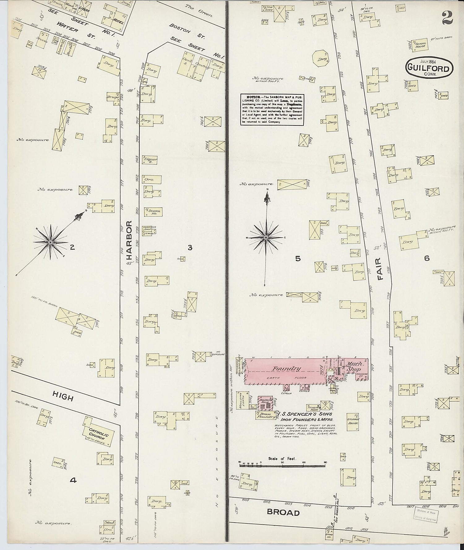 This old map of Guilford, New Haven County, Connecticut was created by Sanborn Map Company in 1884