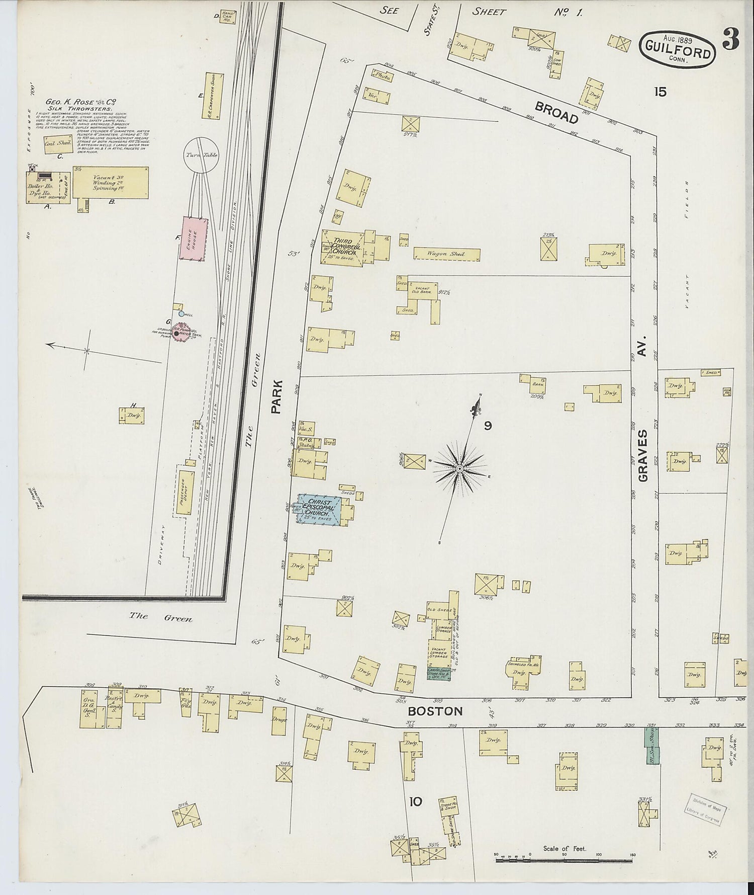 This old map of Guilford, New Haven County, Connecticut was created by Sanborn Map Company in 1889