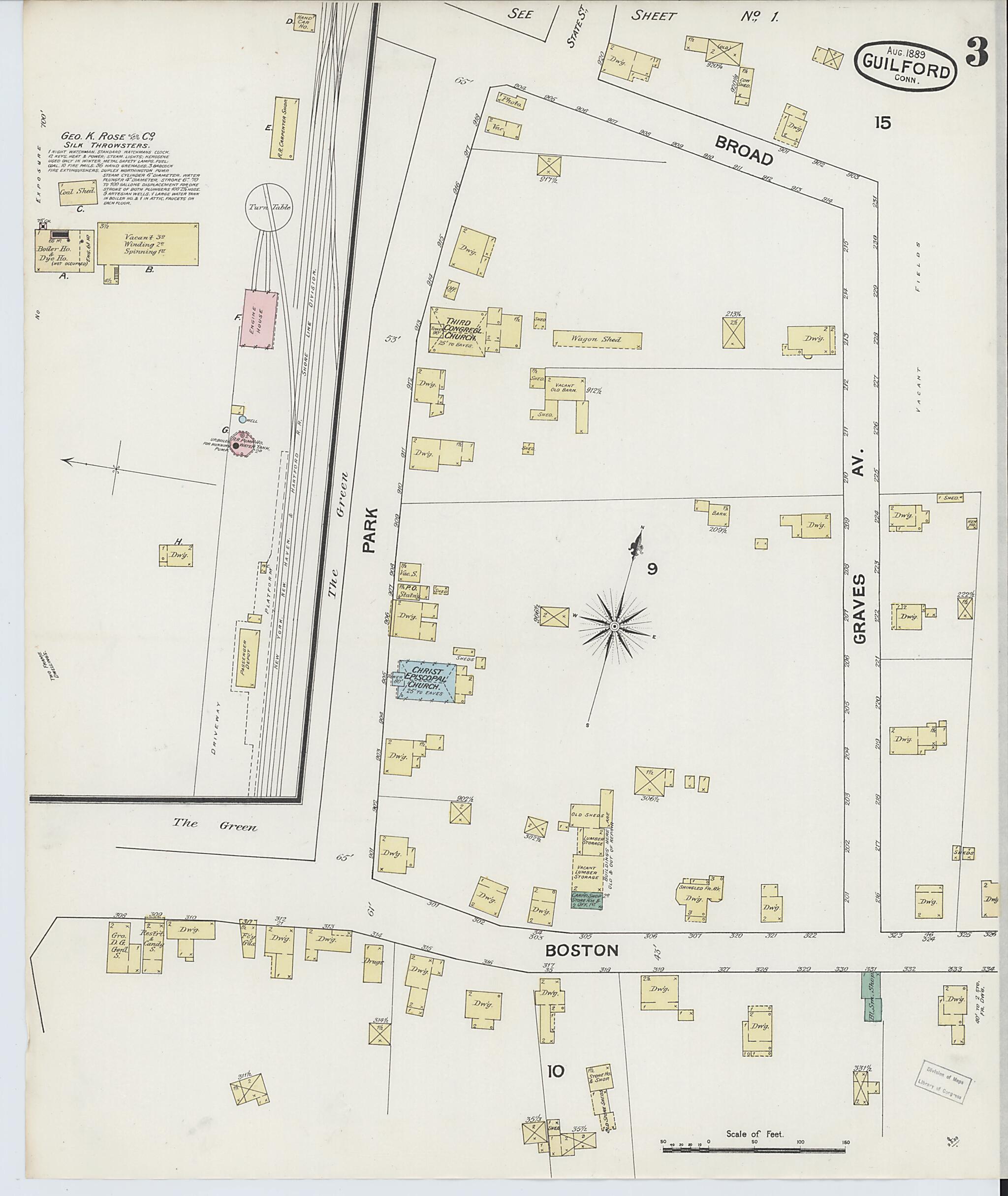 This old map of Guilford, New Haven County, Connecticut was created by Sanborn Map Company in 1889
