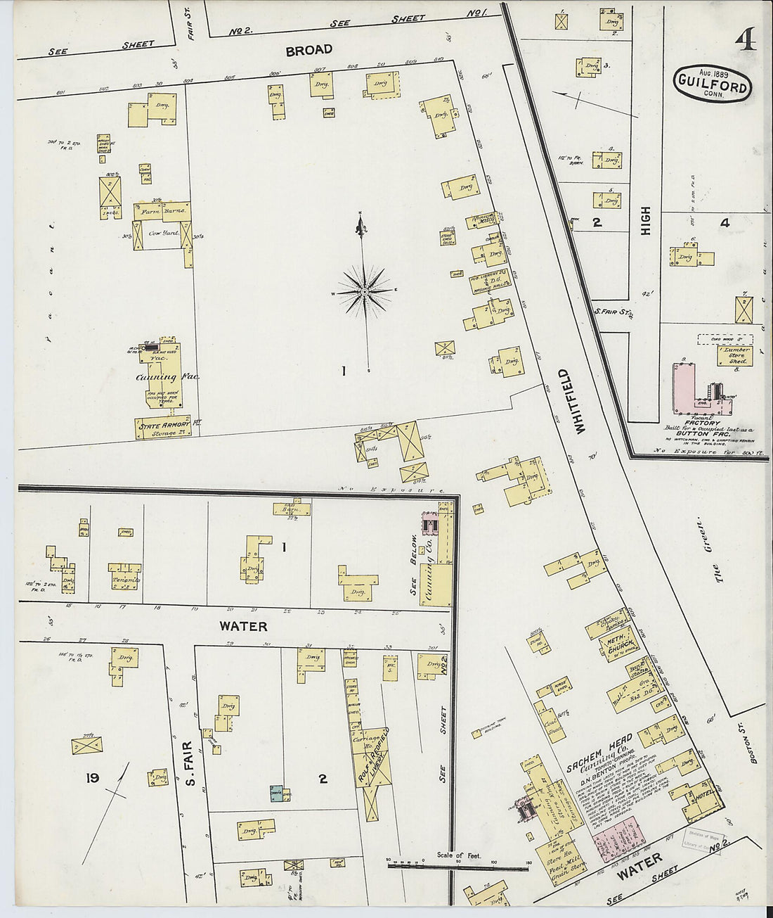 This old map of Guilford, New Haven County, Connecticut was created by Sanborn Map Company in 1889