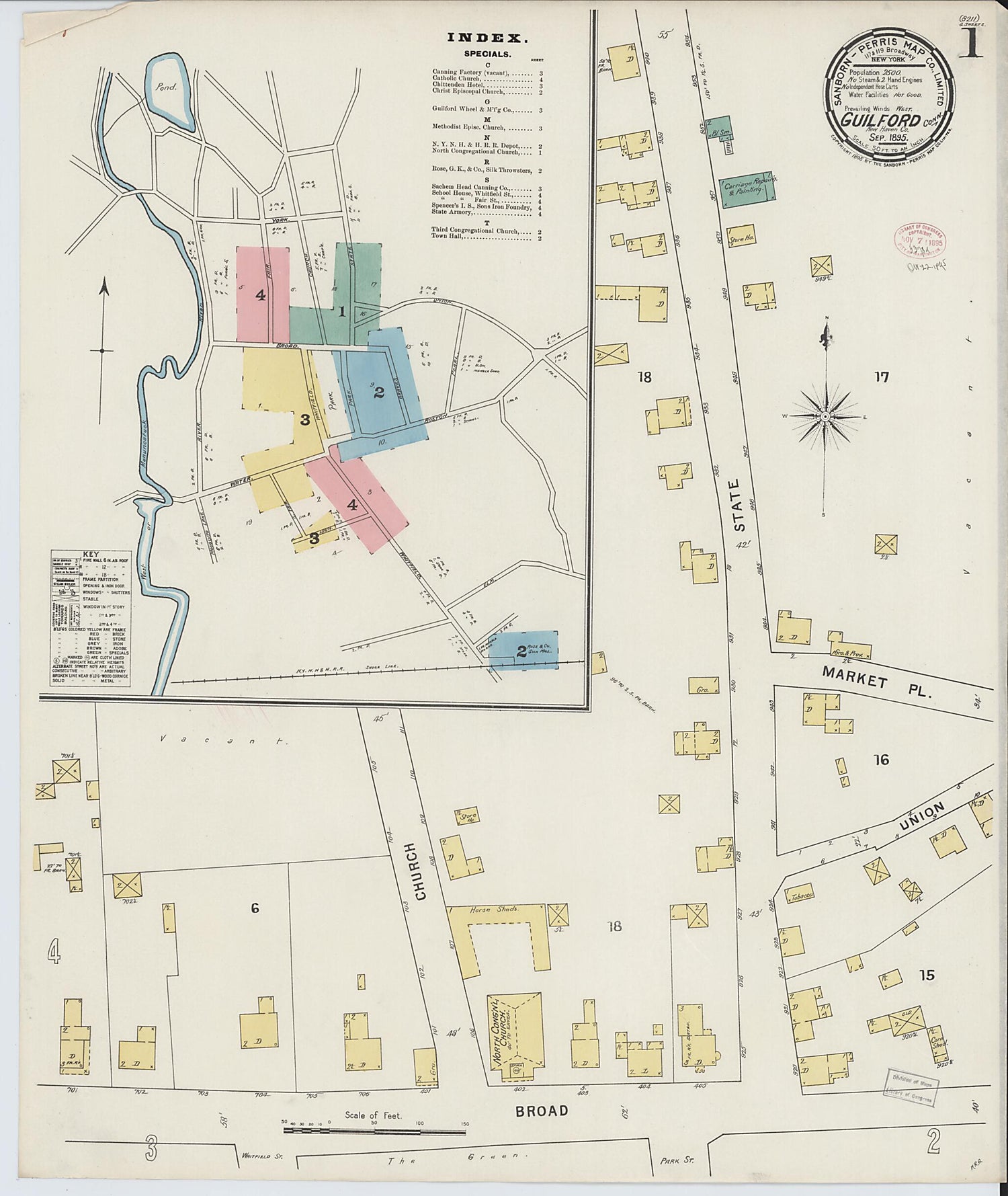 This old map of Guilford, New Haven County, Connecticut was created by Sanborn Map Company in 1895