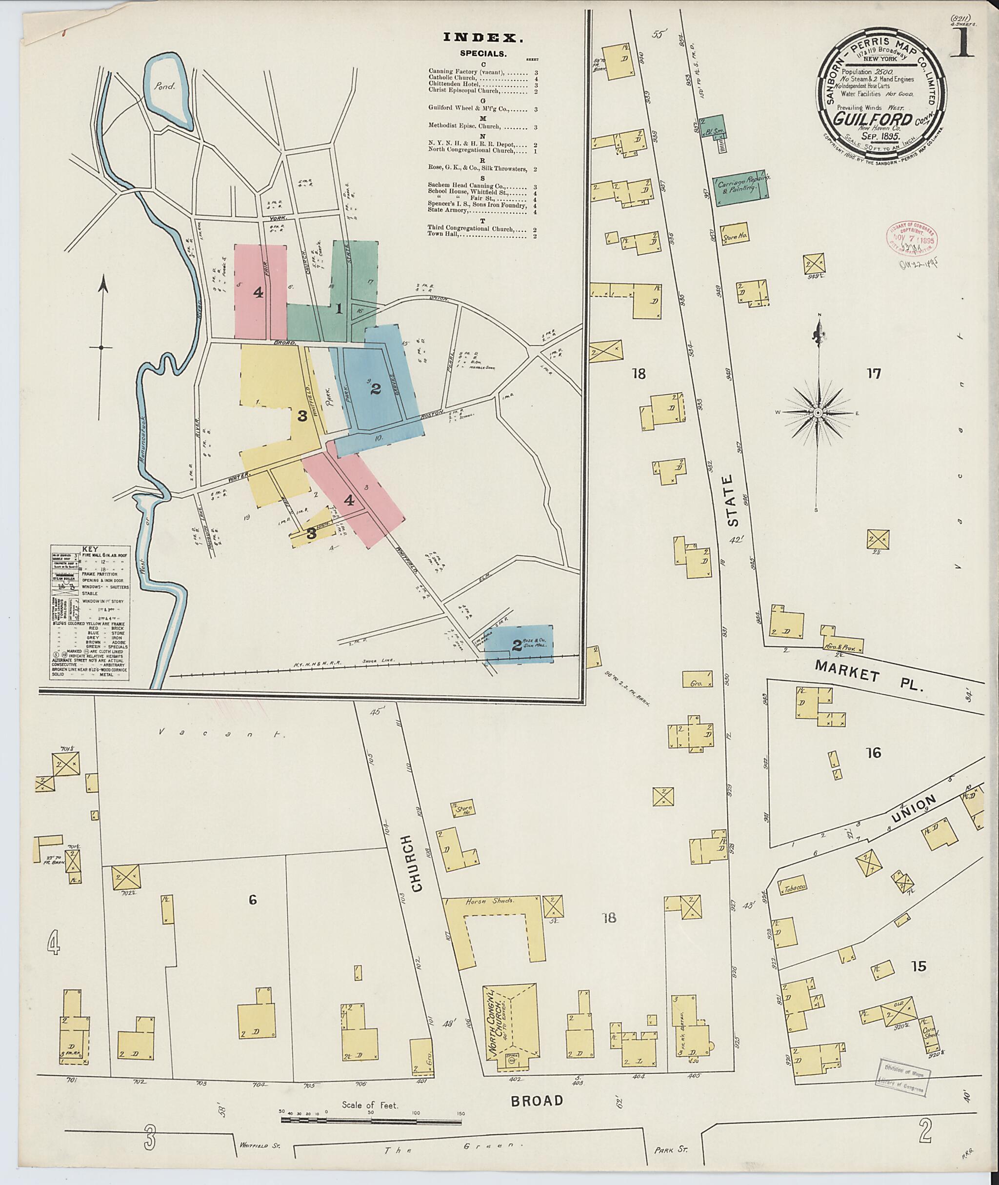 This old map of Guilford, New Haven County, Connecticut was created by Sanborn Map Company in 1895