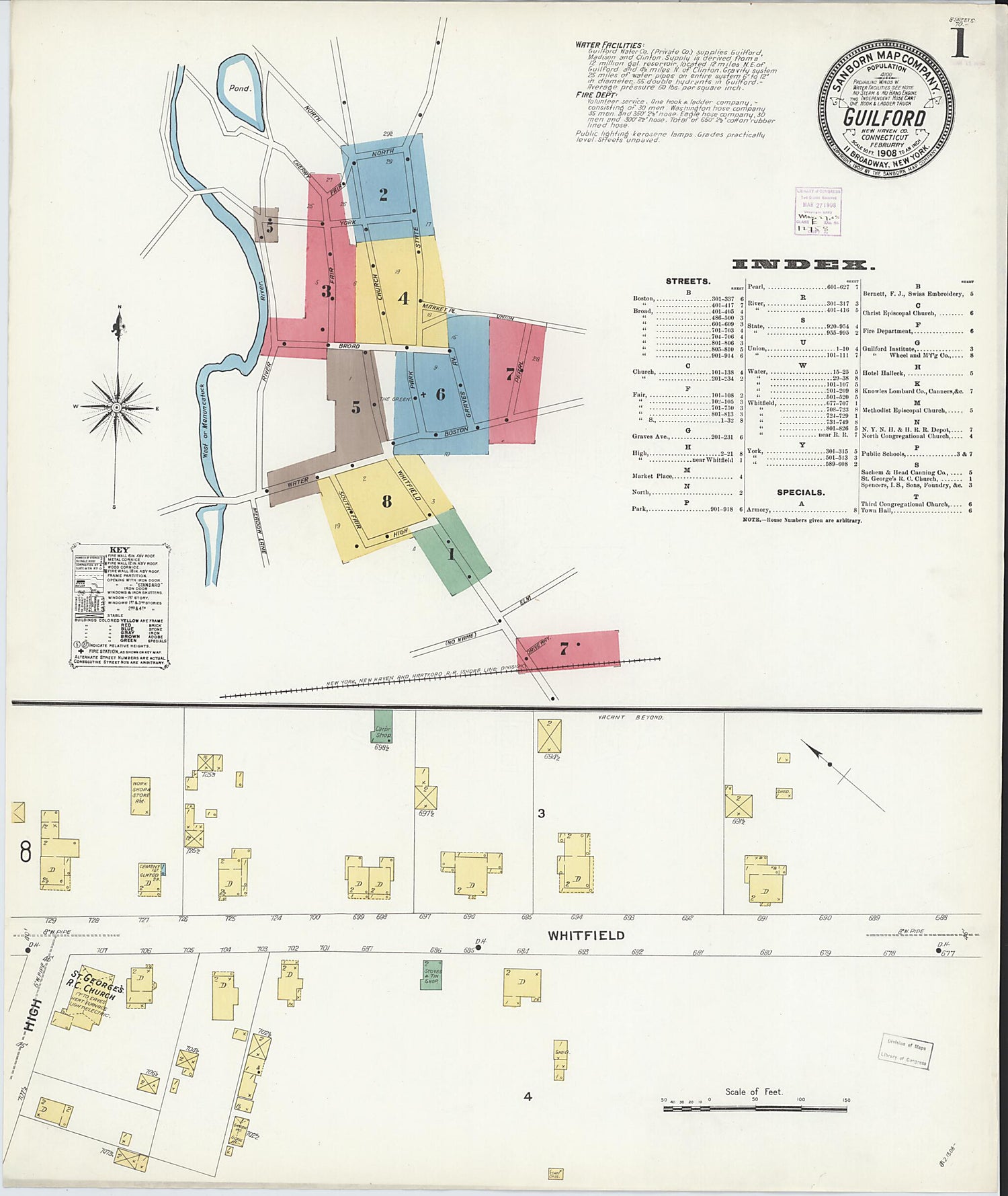 This old map of Guilford, New Haven County, Connecticut was created by Sanborn Map Company in 1908
