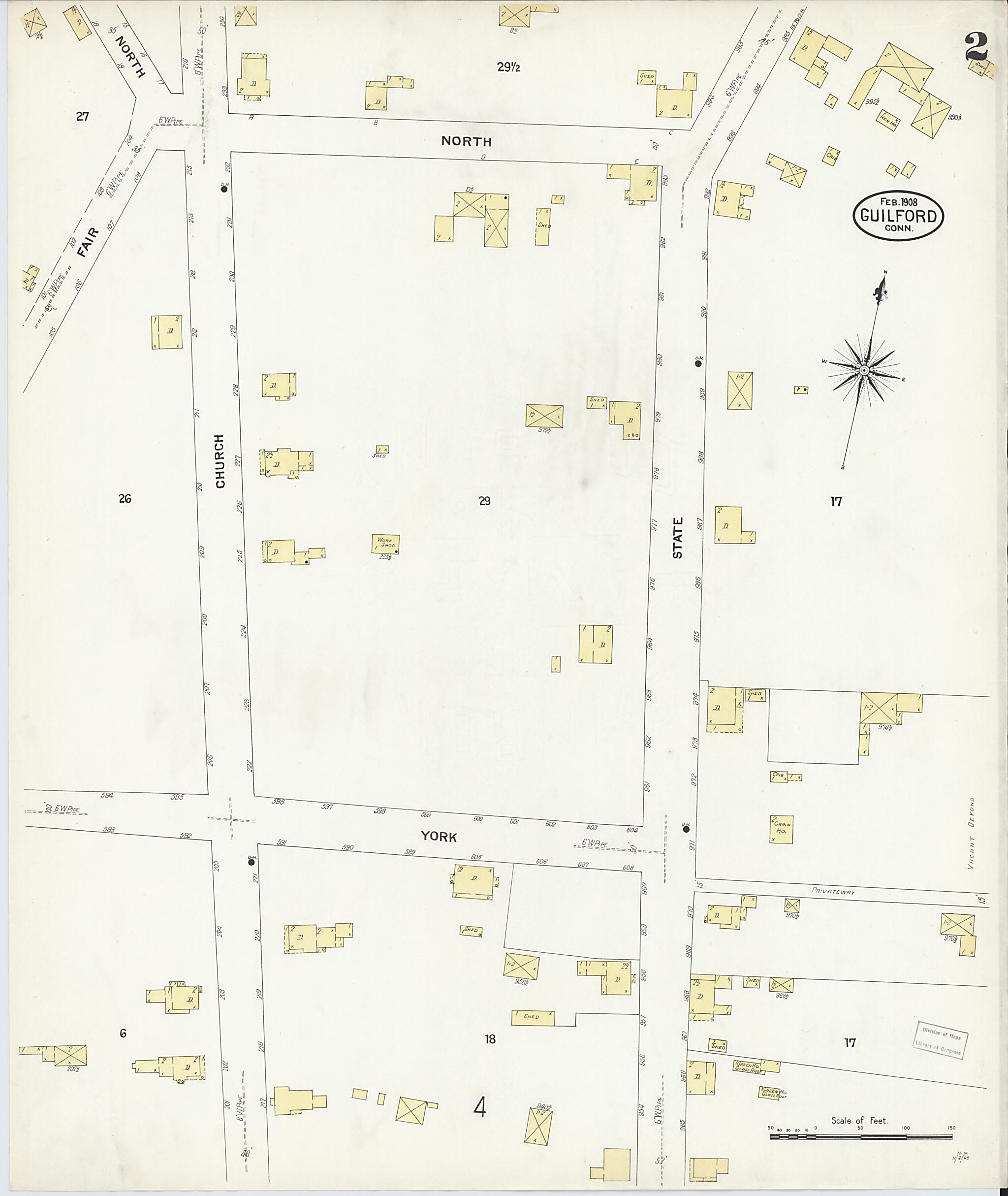 This old map of Guilford, New Haven County, Connecticut was created by Sanborn Map Company in 1908