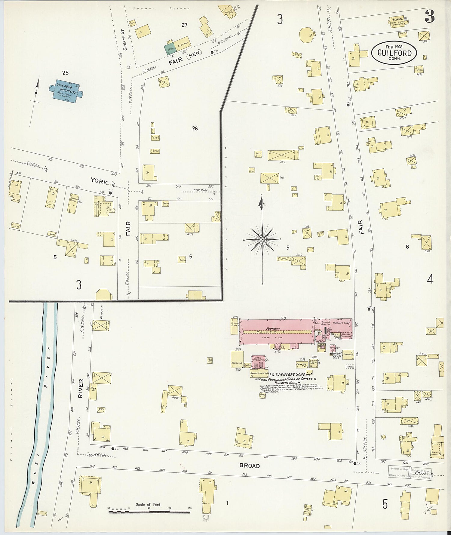 This old map of Guilford, New Haven County, Connecticut was created by Sanborn Map Company in 1908