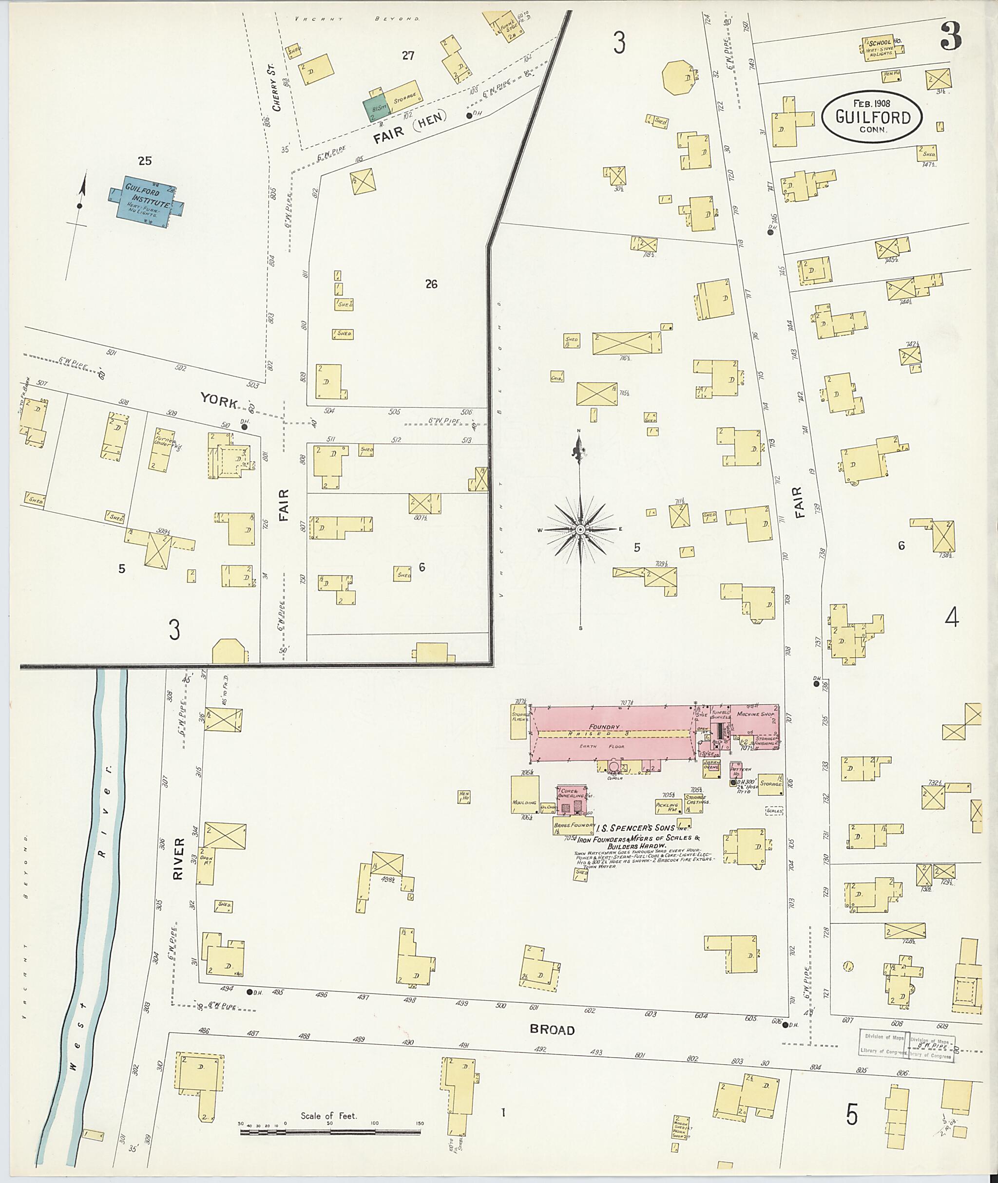 This old map of Guilford, New Haven County, Connecticut was created by Sanborn Map Company in 1908