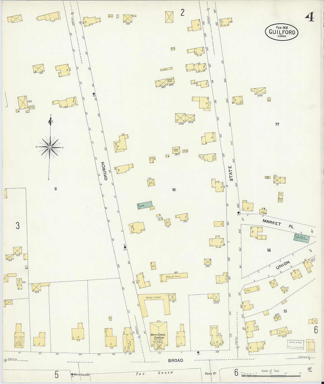 This old map of Guilford, New Haven County, Connecticut was created by Sanborn Map Company in 1908