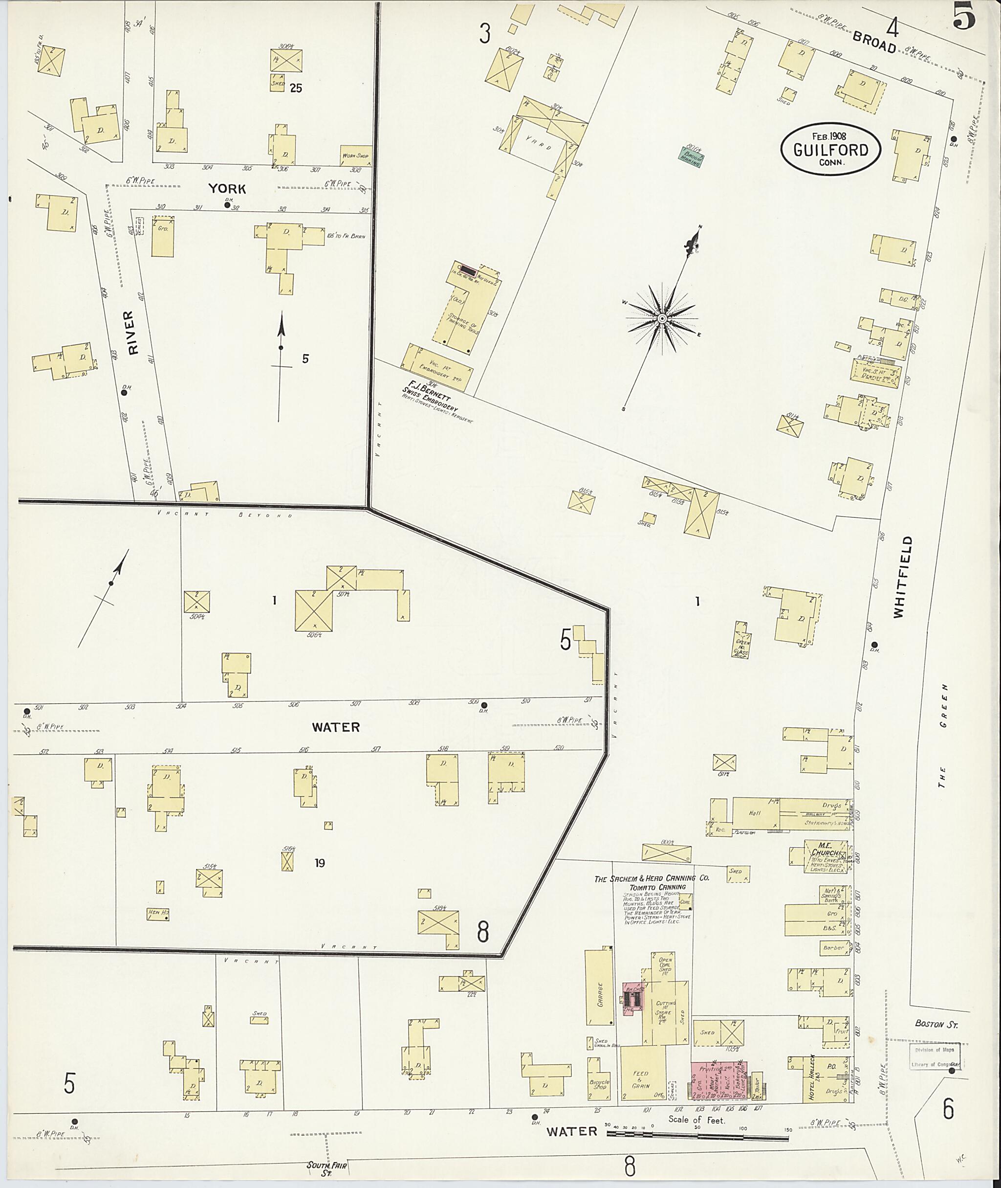 This old map of Guilford, New Haven County, Connecticut was created by Sanborn Map Company in 1908