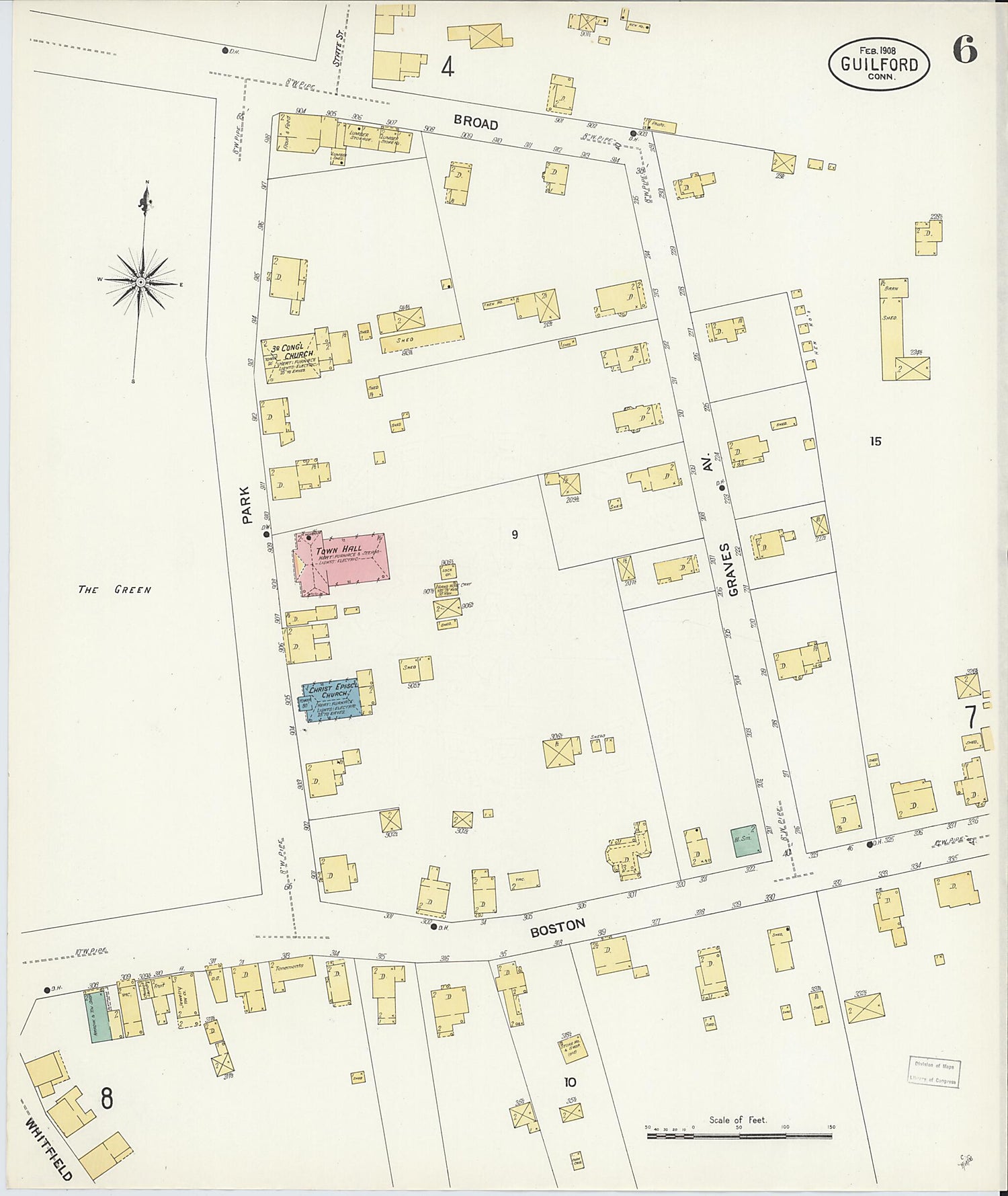 This old map of Guilford, New Haven County, Connecticut was created by Sanborn Map Company in 1908