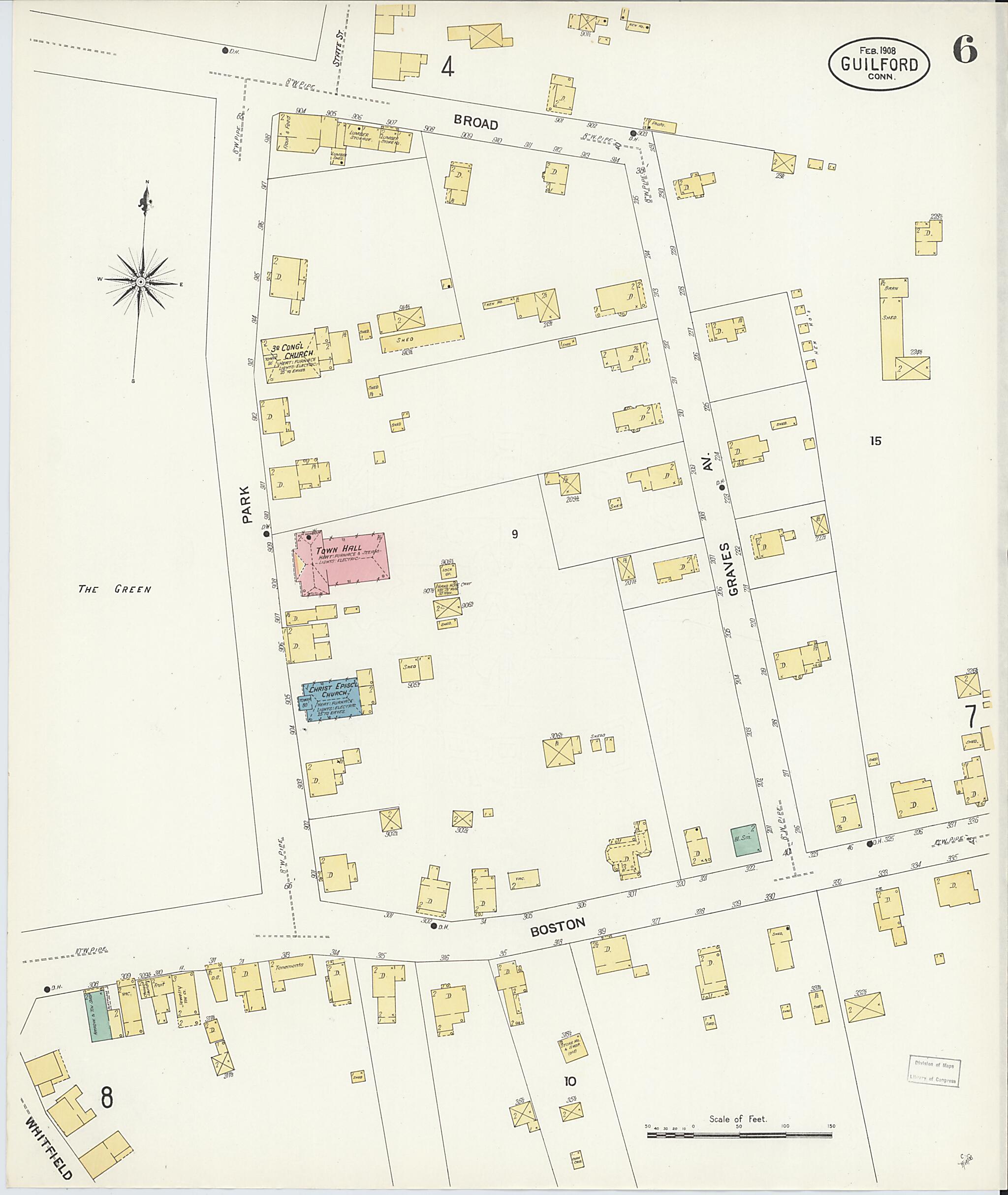 This old map of Guilford, New Haven County, Connecticut was created by Sanborn Map Company in 1908
