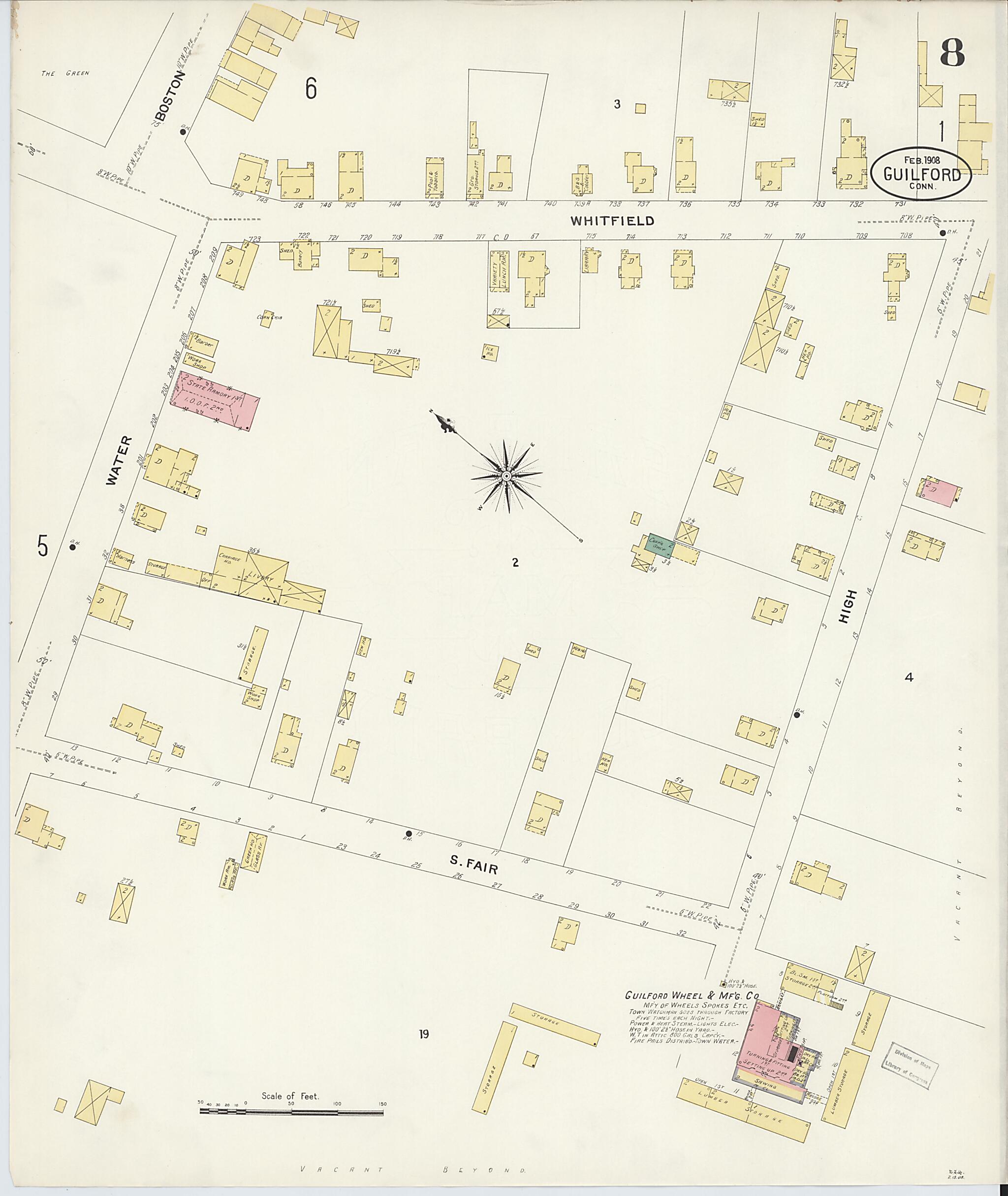 This old map of Guilford, New Haven County, Connecticut was created by Sanborn Map Company in 1908