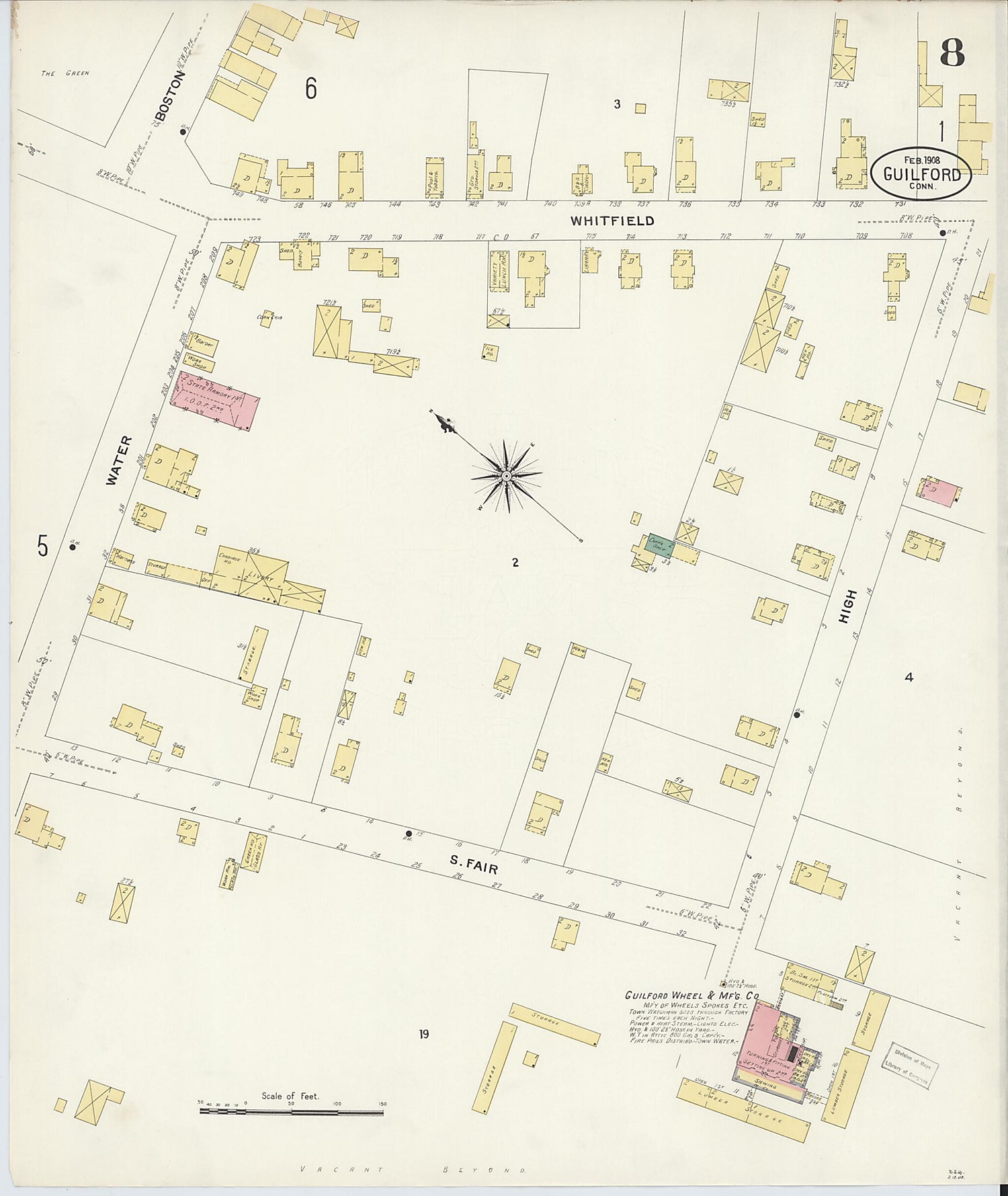 This old map of Guilford, New Haven County, Connecticut was created by Sanborn Map Company in 1908