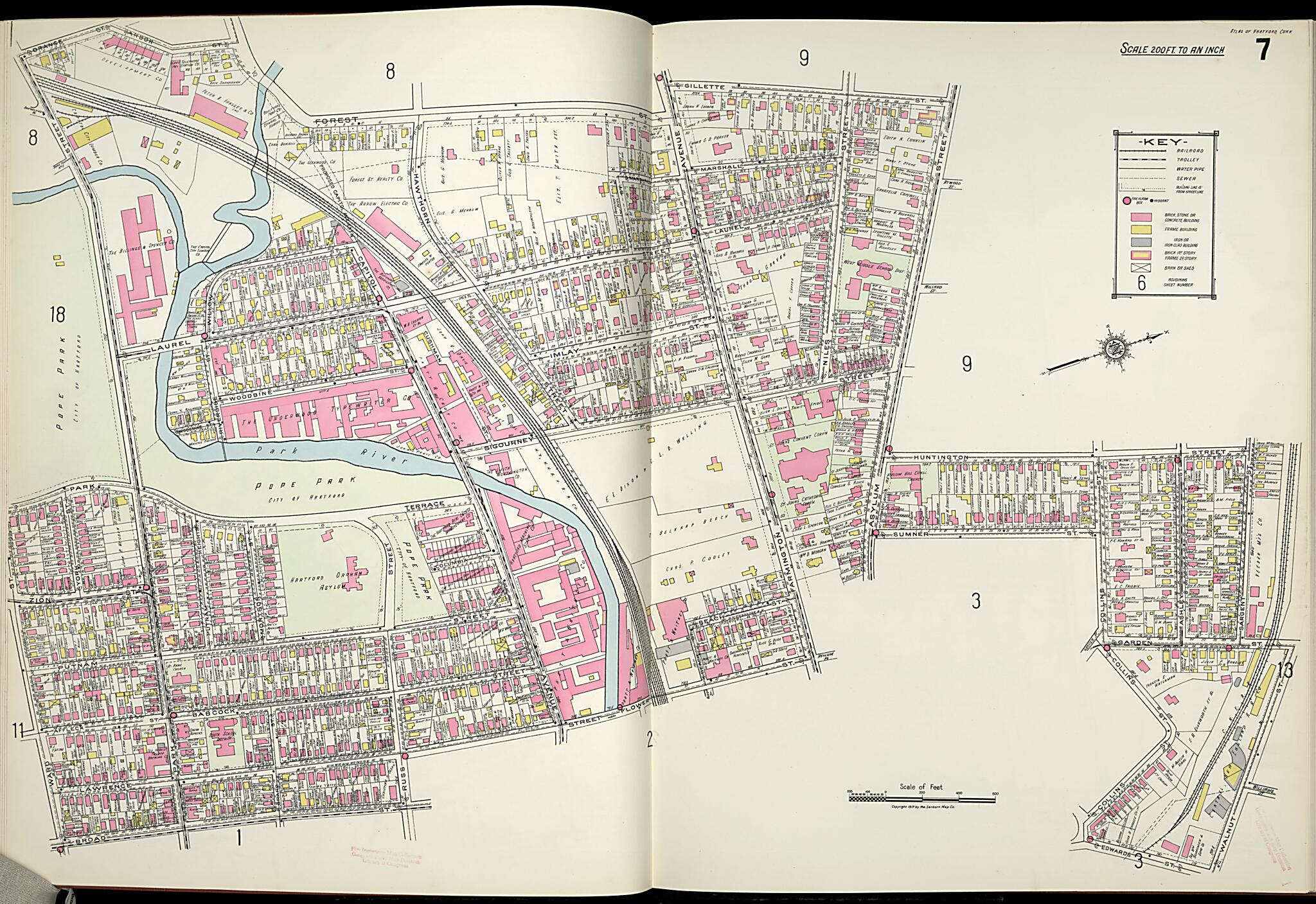 This old map of West Hartford, Hartford County, Connecticut was created by Sanborn Map Company in 1917