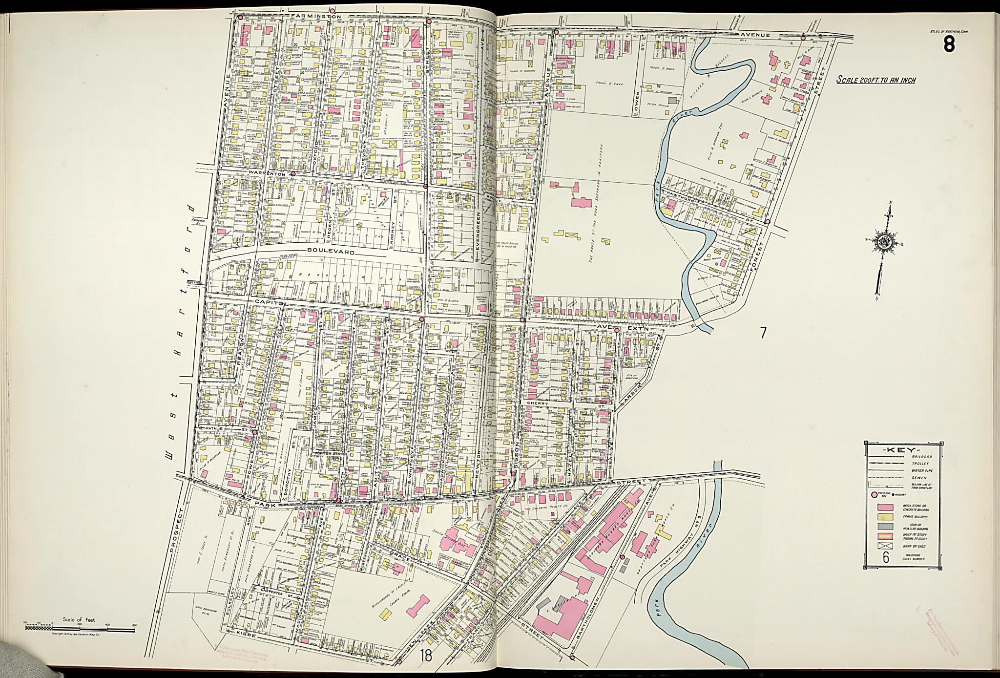 This old map of West Hartford, Hartford County, Connecticut was created by Sanborn Map Company in 1917