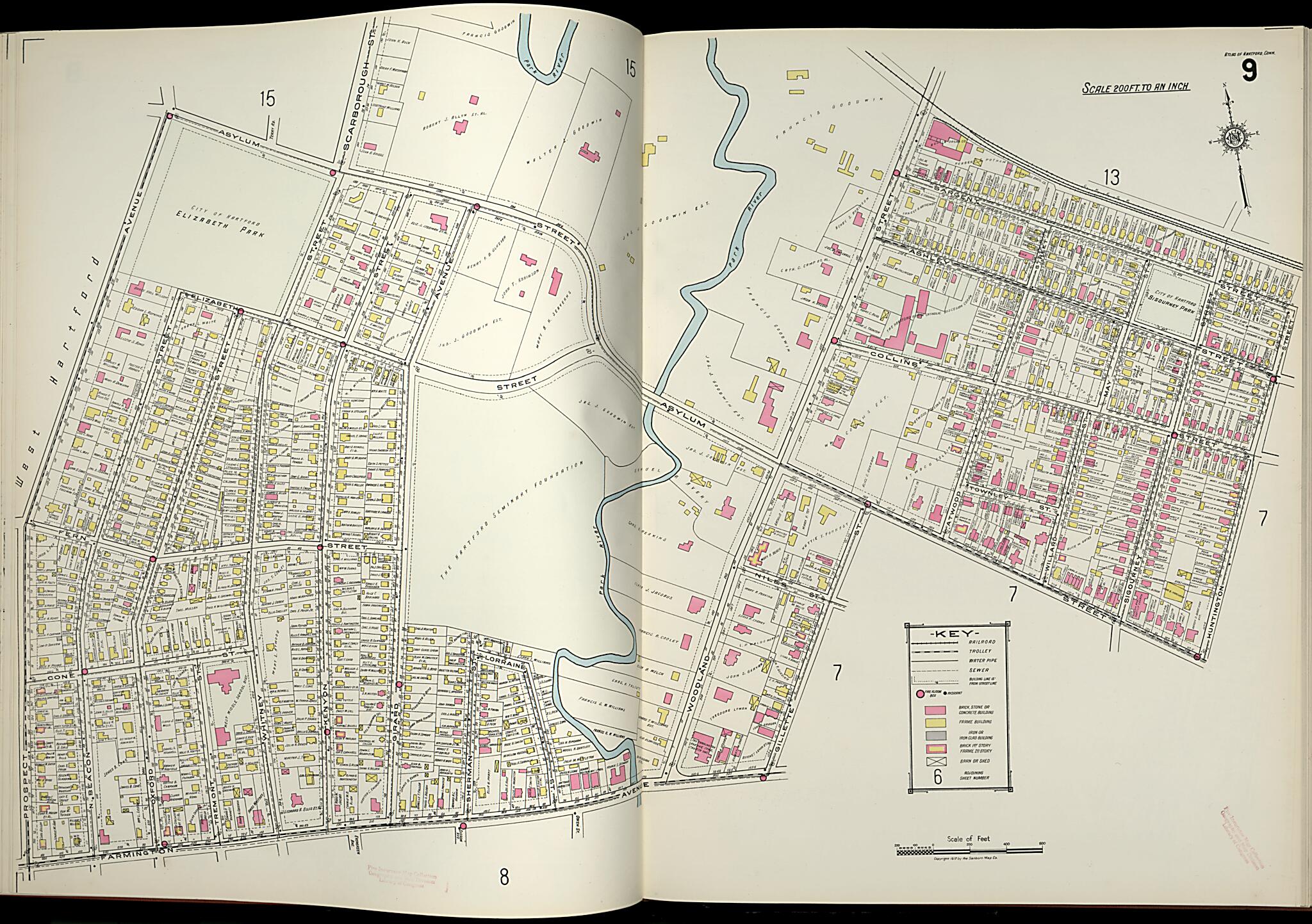 This old map of West Hartford, Hartford County, Connecticut was created by Sanborn Map Company in 1917