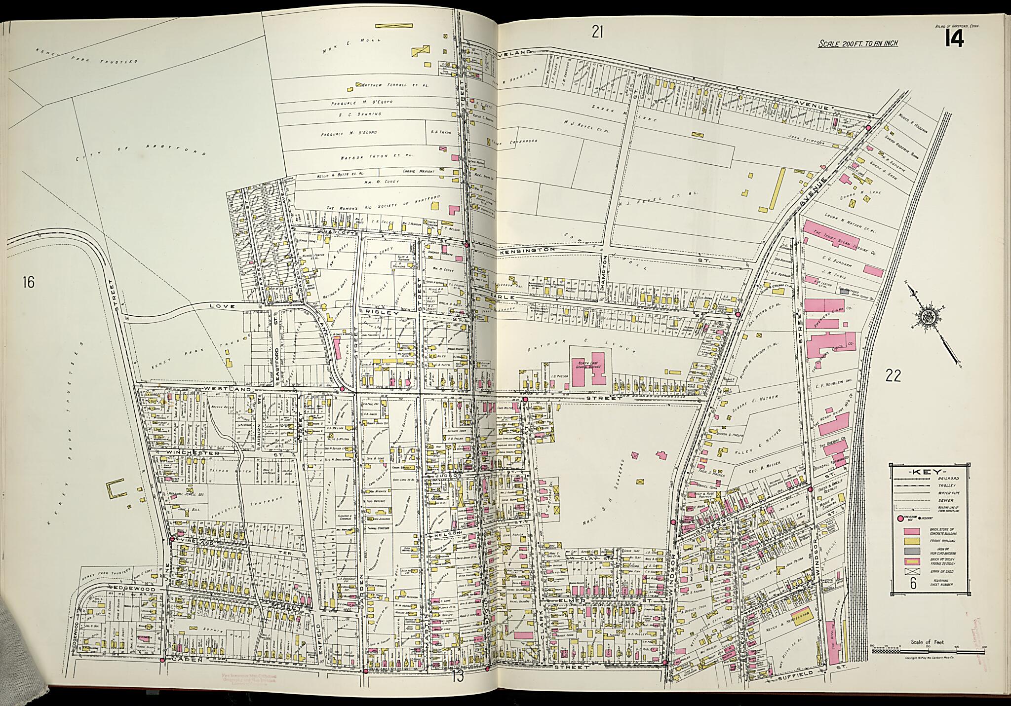 This old map of West Hartford, Hartford County, Connecticut was created by Sanborn Map Company in 1917