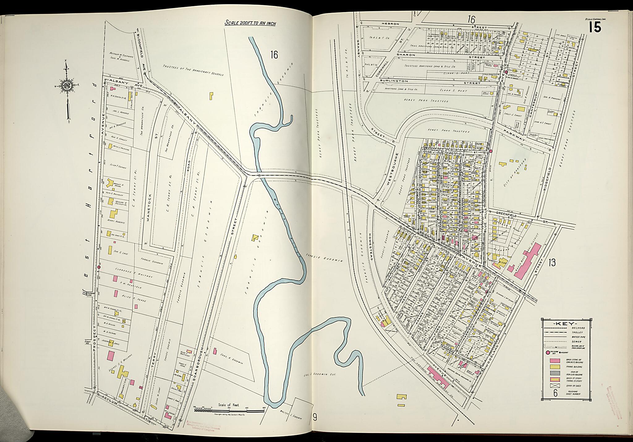 This old map of West Hartford, Hartford County, Connecticut was created by Sanborn Map Company in 1917