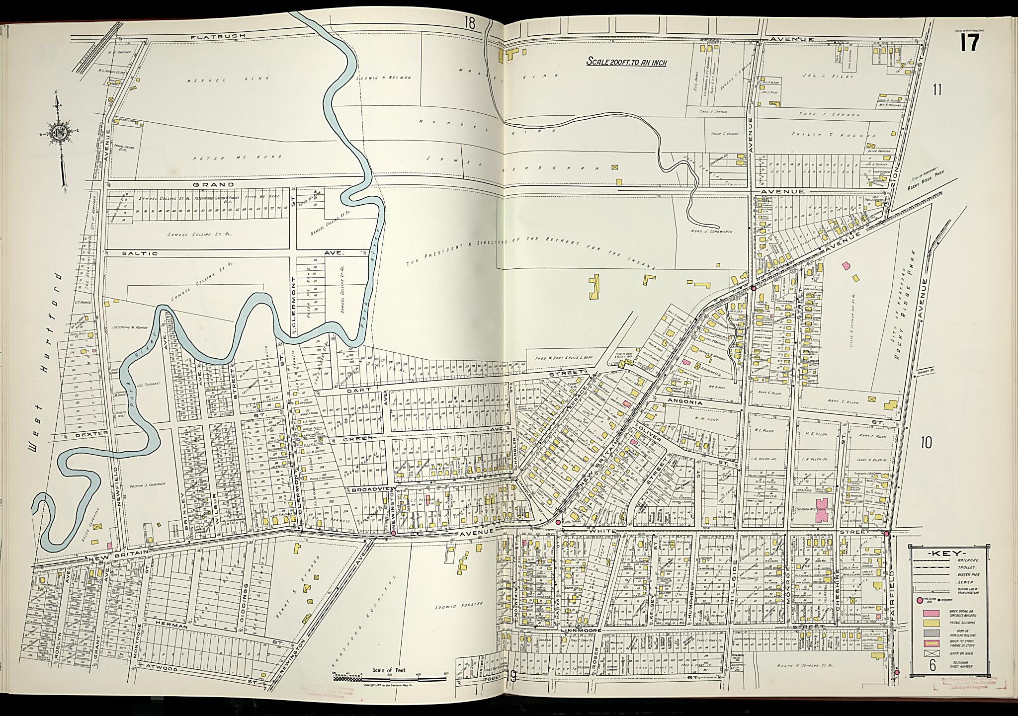 This old map of West Hartford, Hartford County, Connecticut was created by Sanborn Map Company in 1917