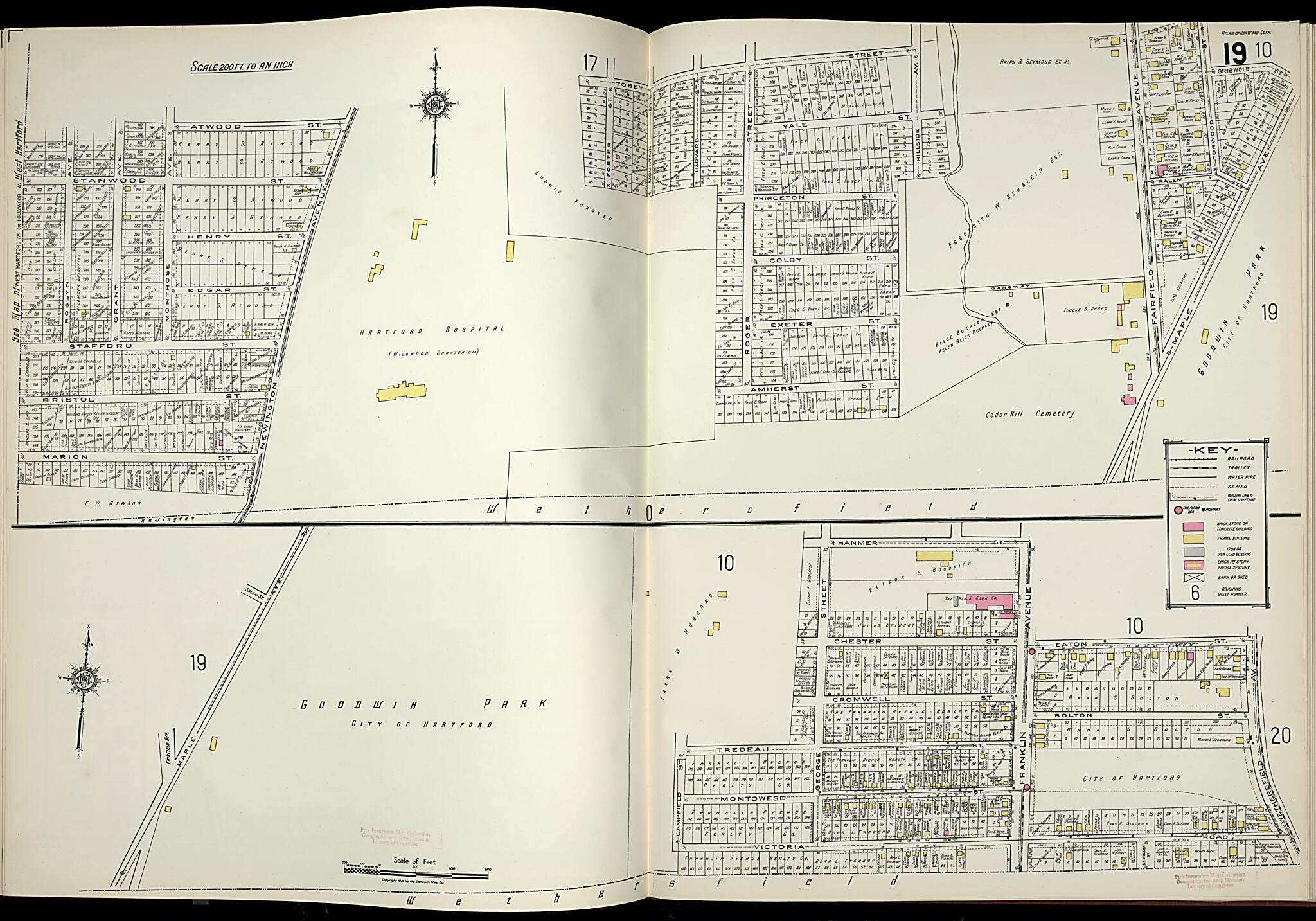 This old map of West Hartford, Hartford County, Connecticut was created by Sanborn Map Company in 1917