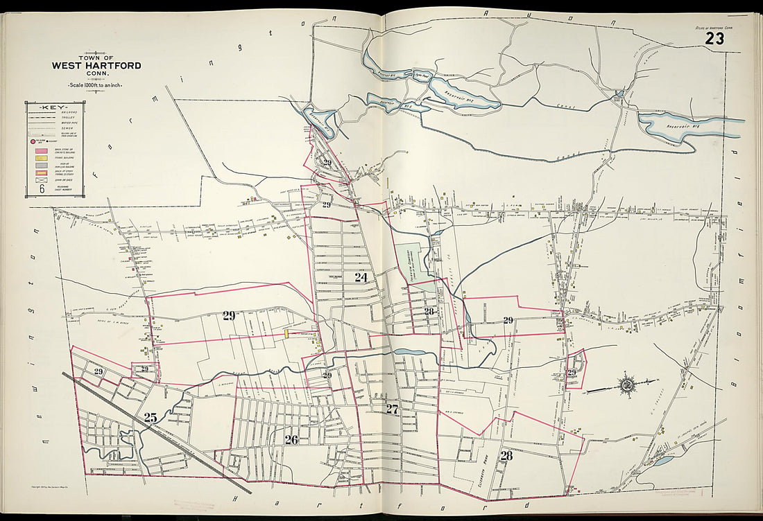 This old map of West Hartford, Hartford County, Connecticut was created by Sanborn Map Company in 1917