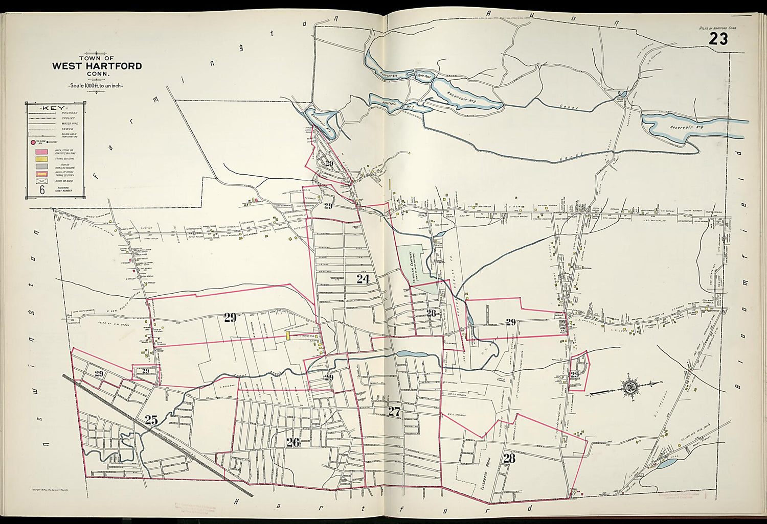 This old map of West Hartford, Hartford County, Connecticut was created by Sanborn Map Company in 1917